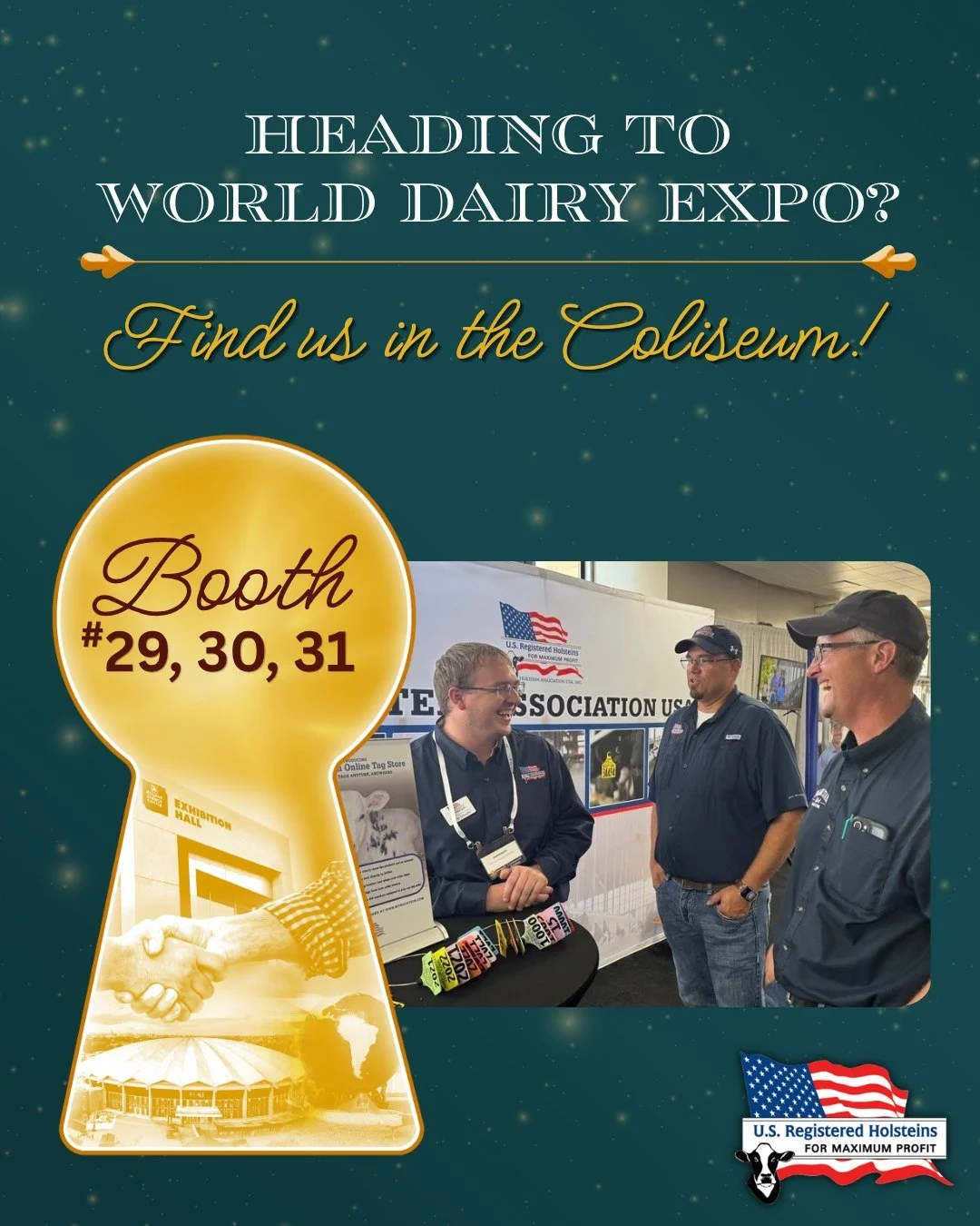 There's still plenty of time to stop by Holstein Association USA's booth in the coliseum. Whether you have questions, want to learn more about our programs and services, or just want to say hello, we&rsquo;d love to connect with you this week! 🐄🔑🤝
