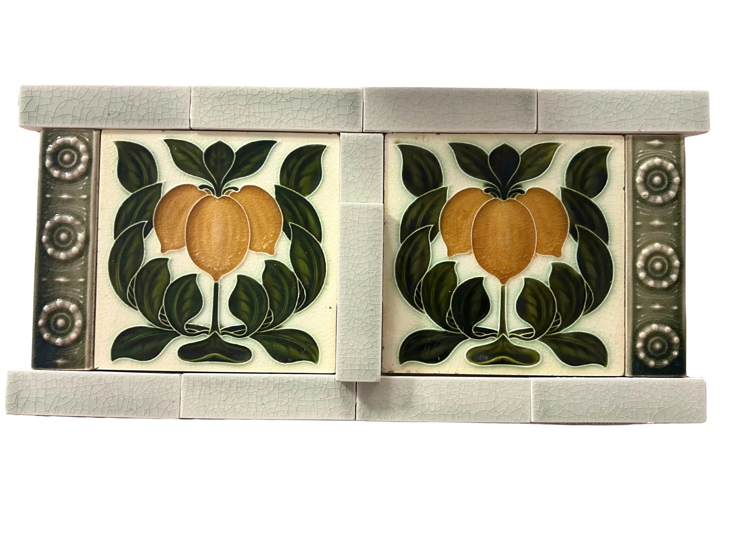 English victorian tile lemon tree bathroom backsplash tile powder room