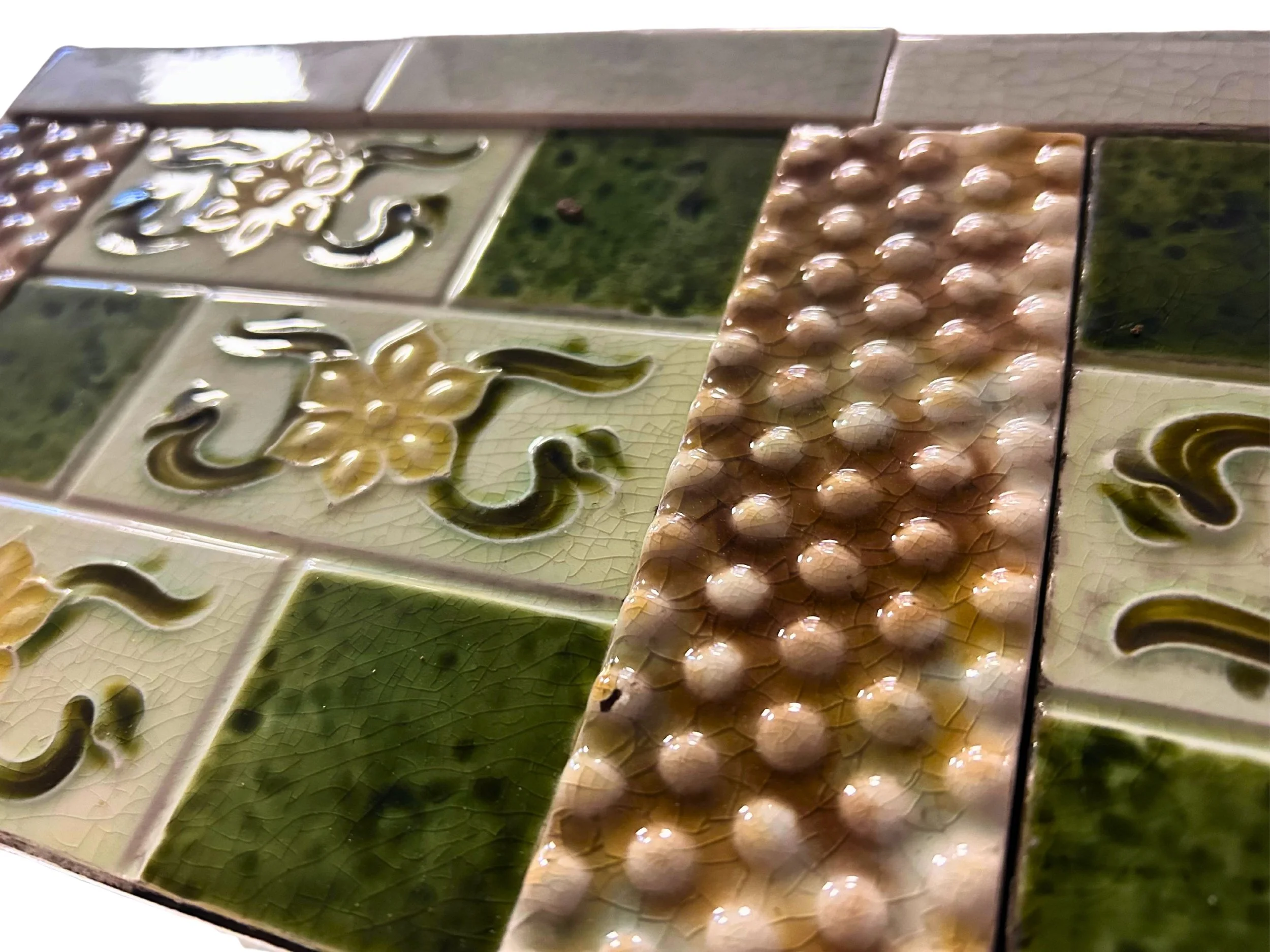 English victorian tile checkerboard floral bathroom backsplash tile powder room