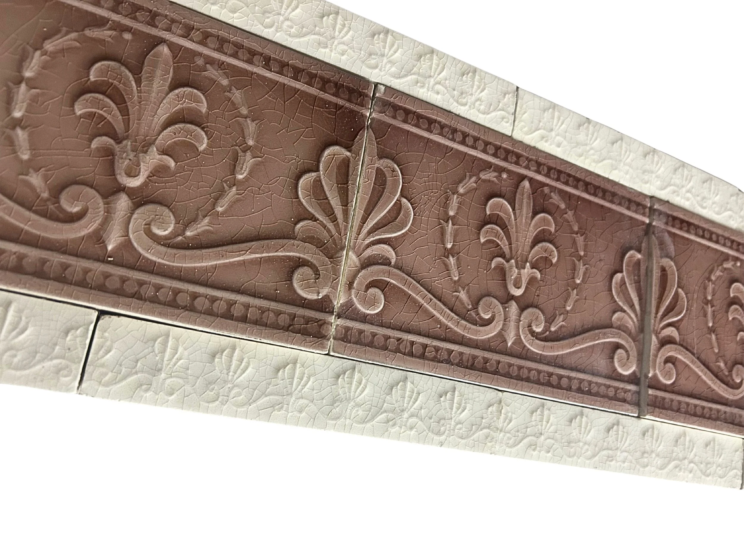 English victorian tile mauve floral bathroom backsplash tile powder room