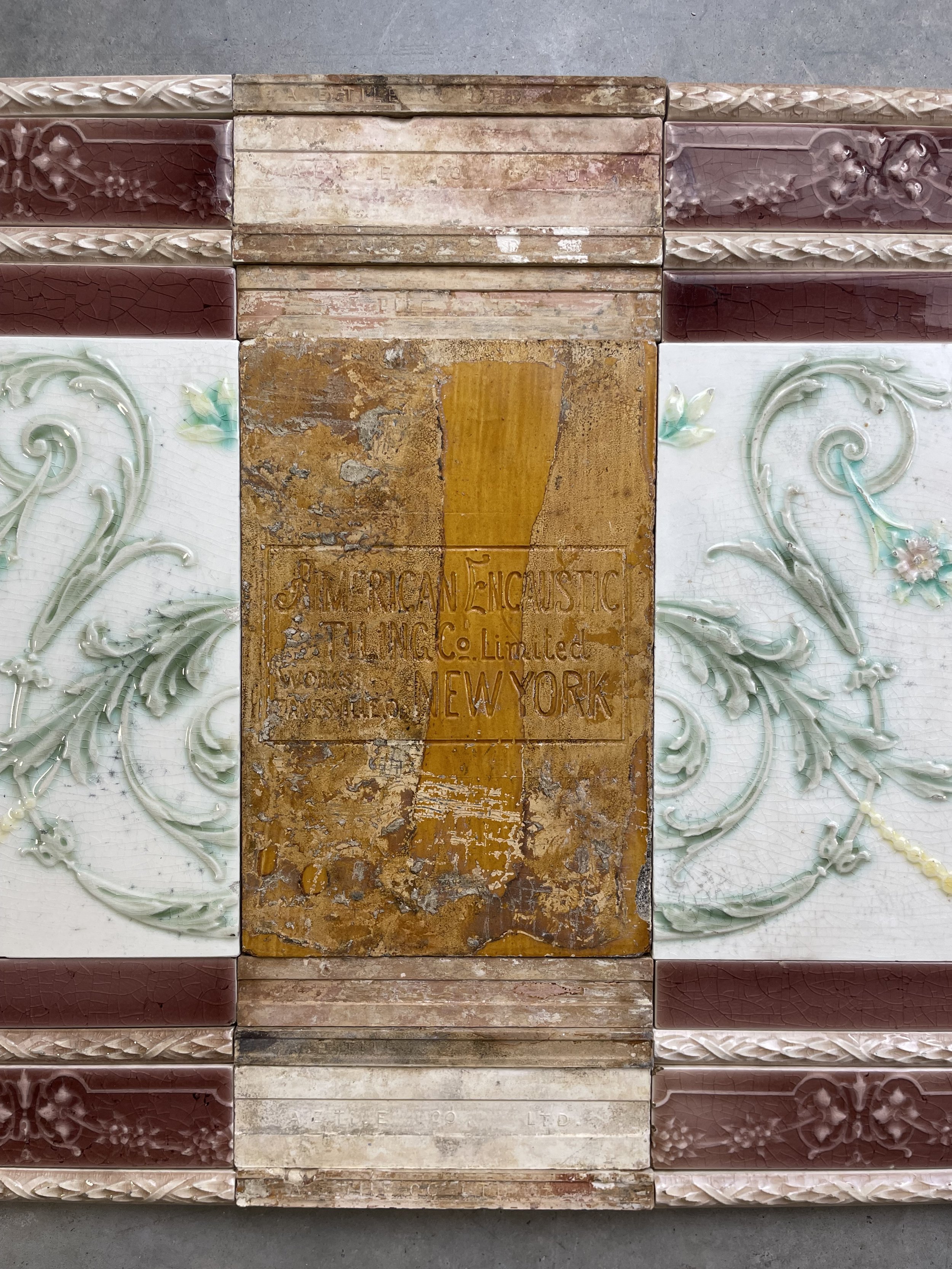 1890s Ornate Floral Victorian Tile Frieze