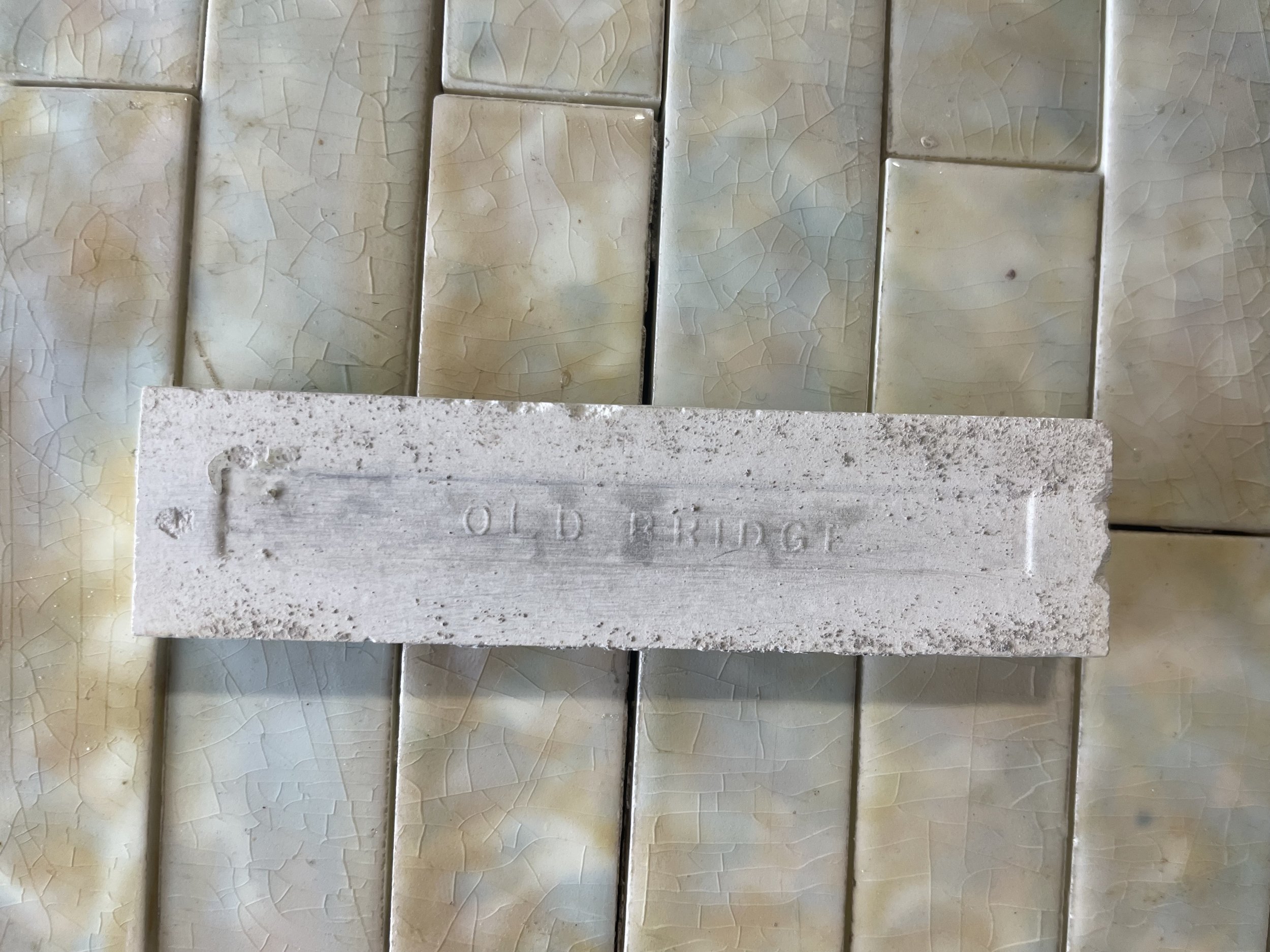 Antique Mottled Victorian Field Tile Old Bridge