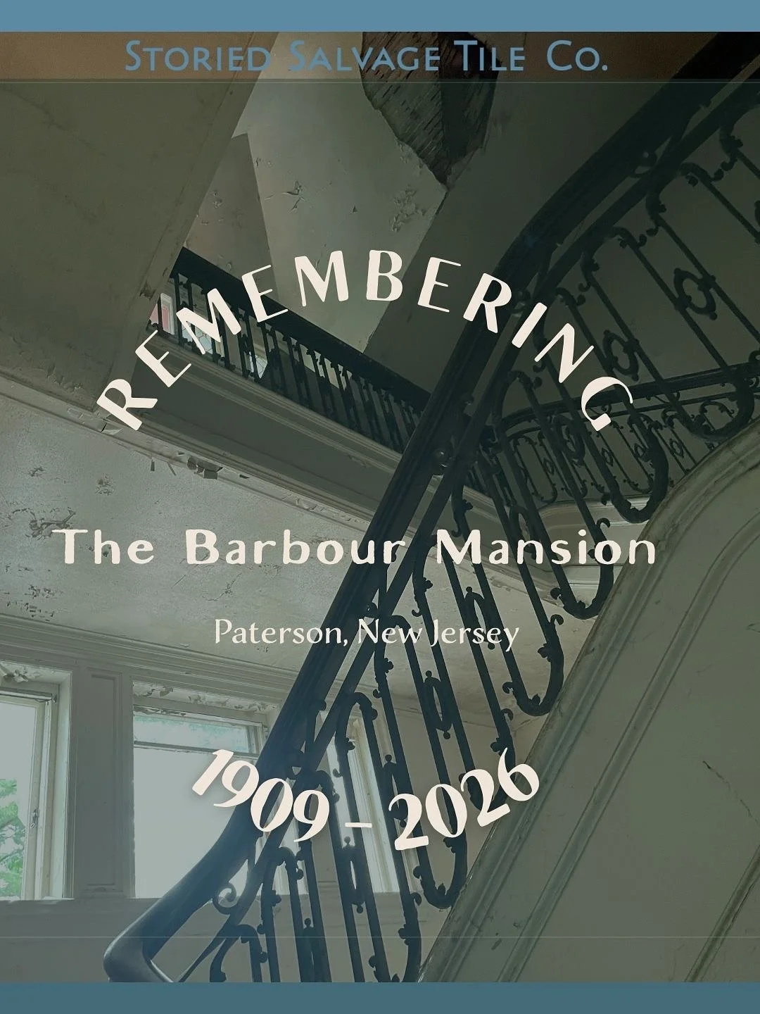 The Barbour Mansion stood for more than a century.
In 2024, we were able to salvage from it before its recent fire &mdash; saving bathrooms, fireplaces, and thousands of original subway tiles.

These materials aren&rsquo;t replicas. They carry scale,