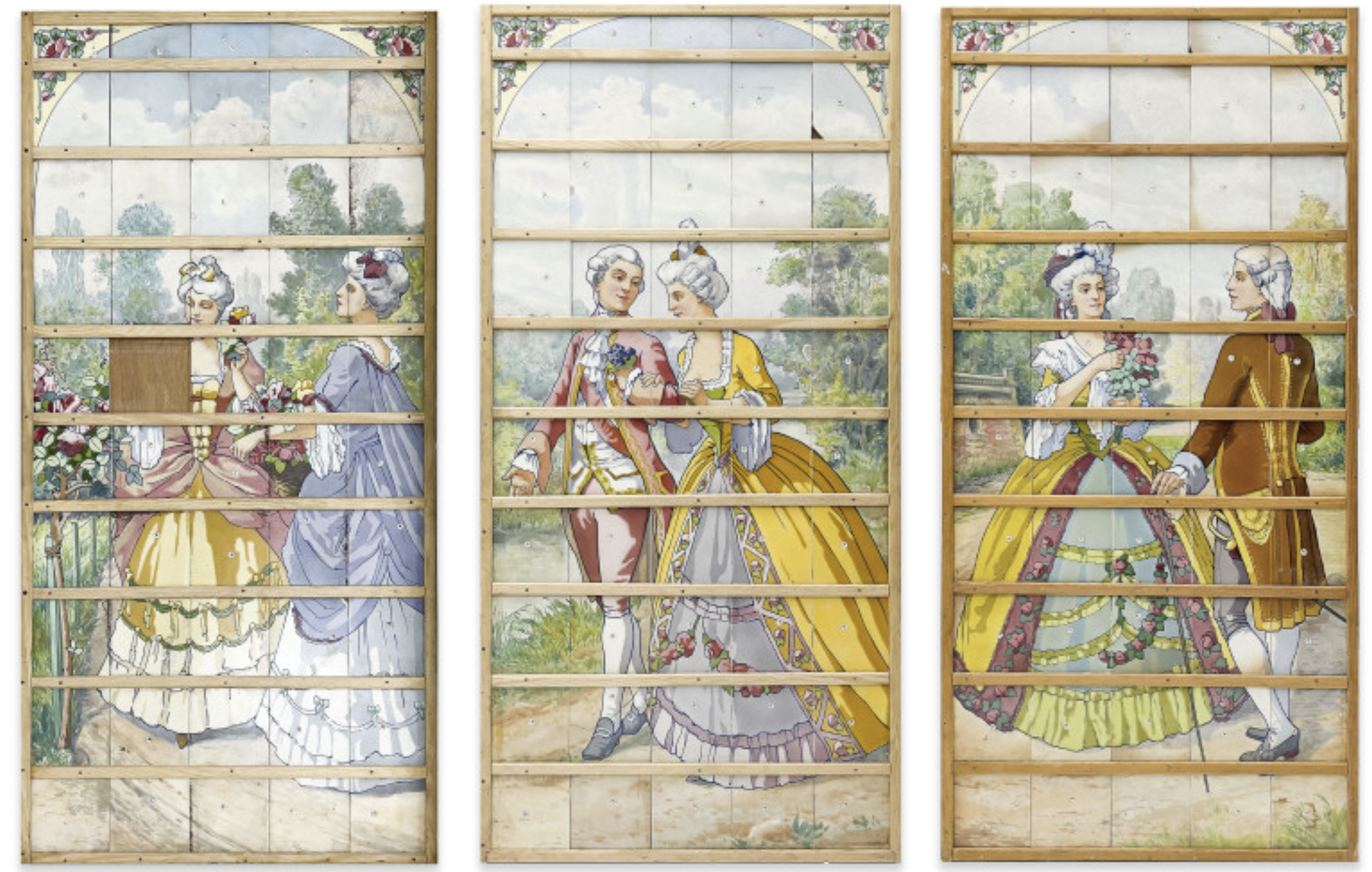 c. 1900 French Sarreguemines Panels
