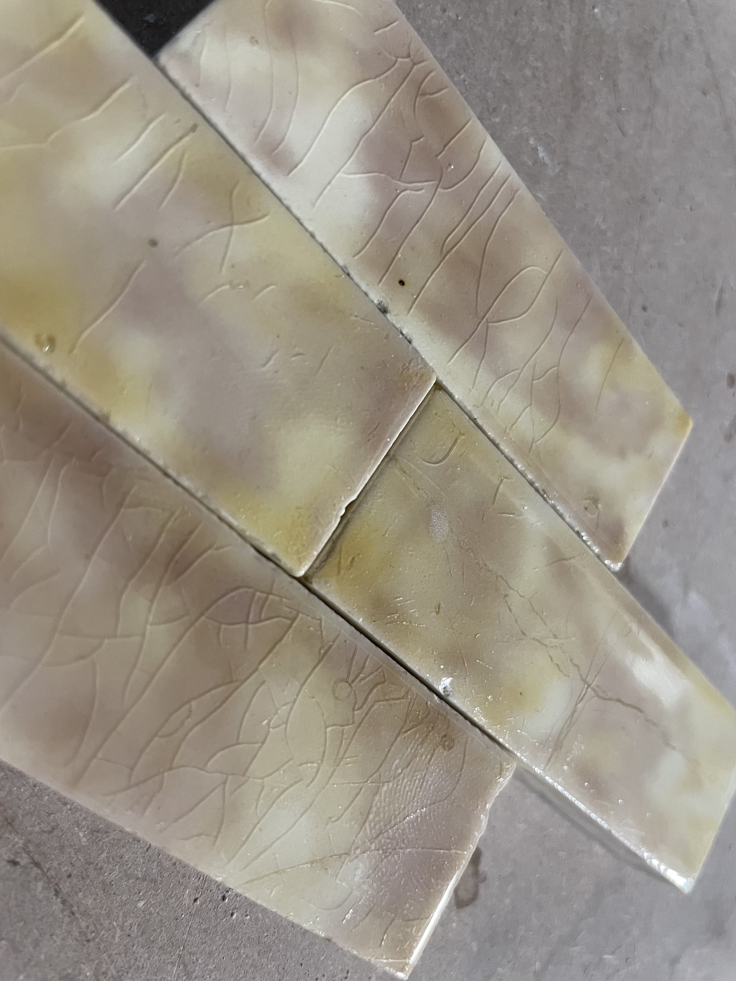 Antique Yellow + Mauve Mottled Victorian Field Tile 1x3