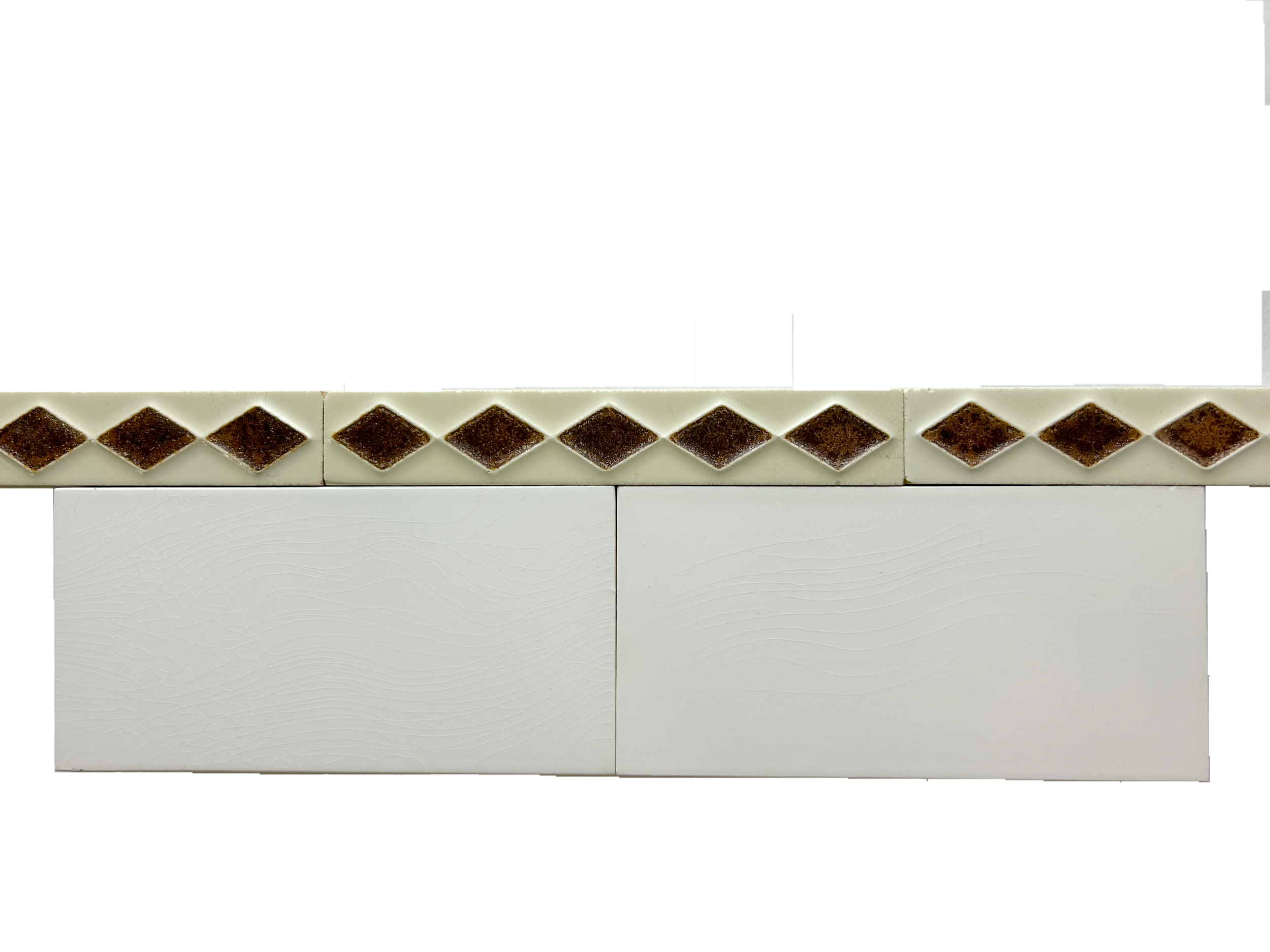1920s Vintage Brown & Cream Diamond 1x6" Pencil Tile - Richards Tile