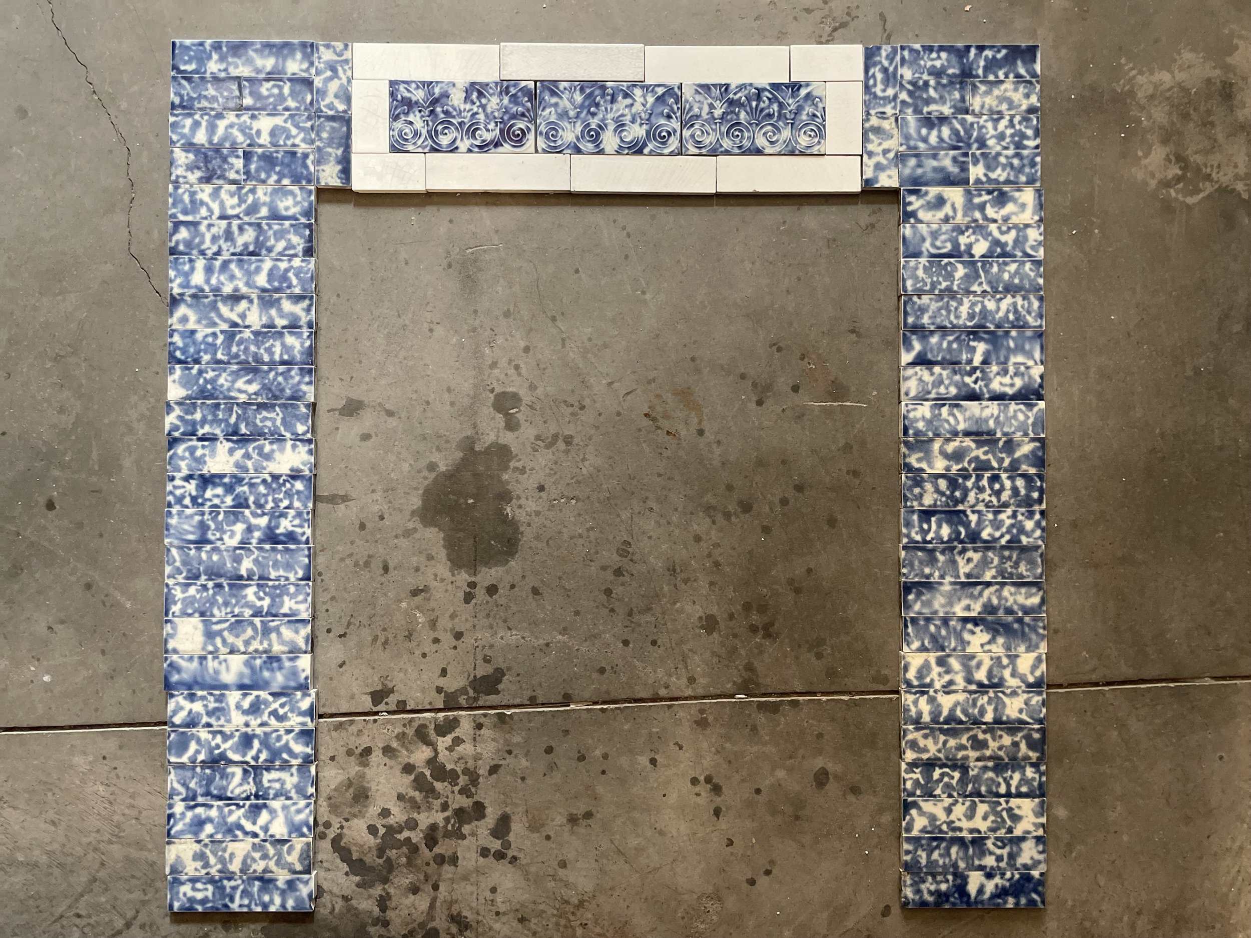 Victorian Tile Blue White Fireplace Surround