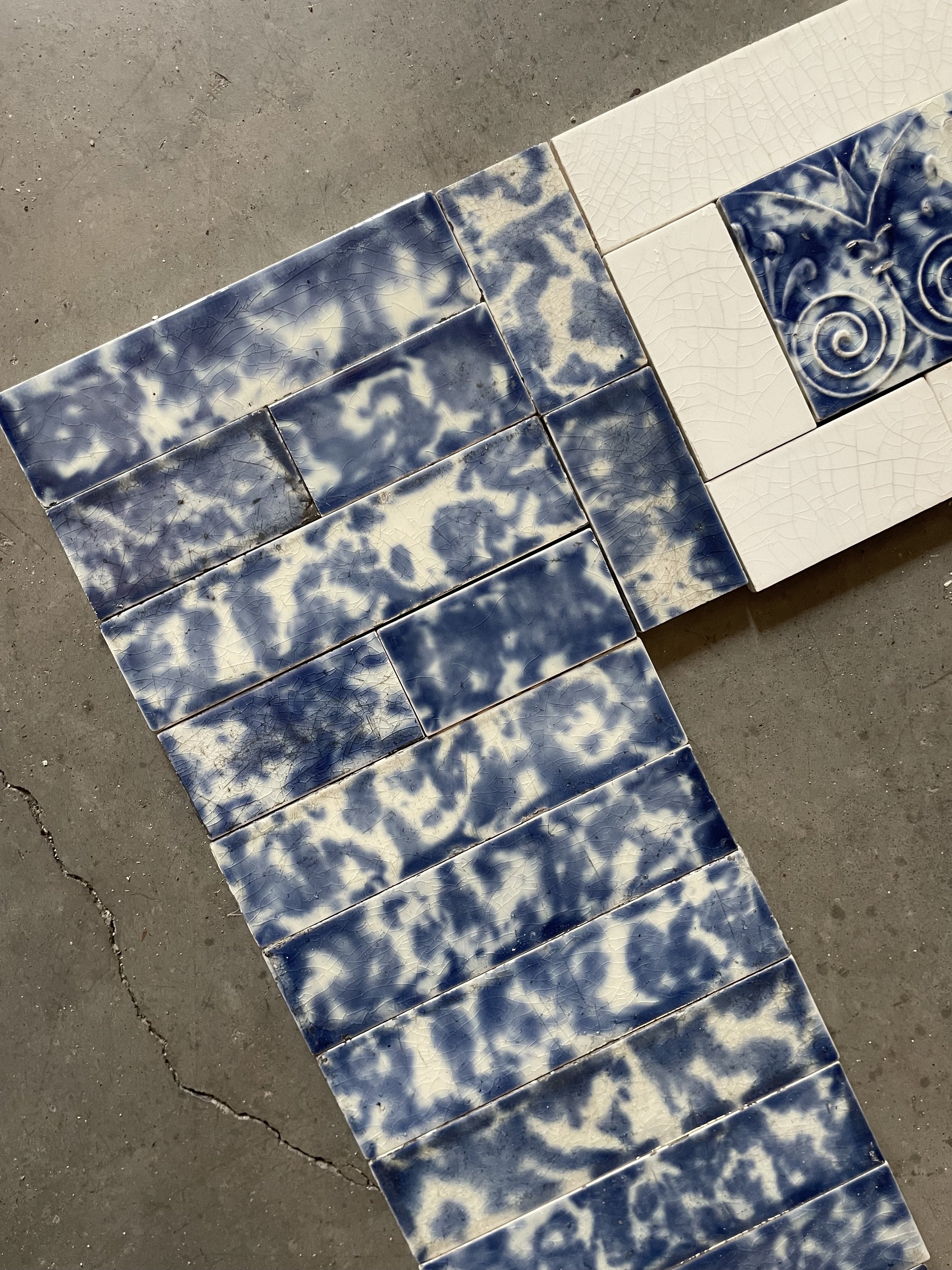 Victorian Tile Blue White Fireplace Surround