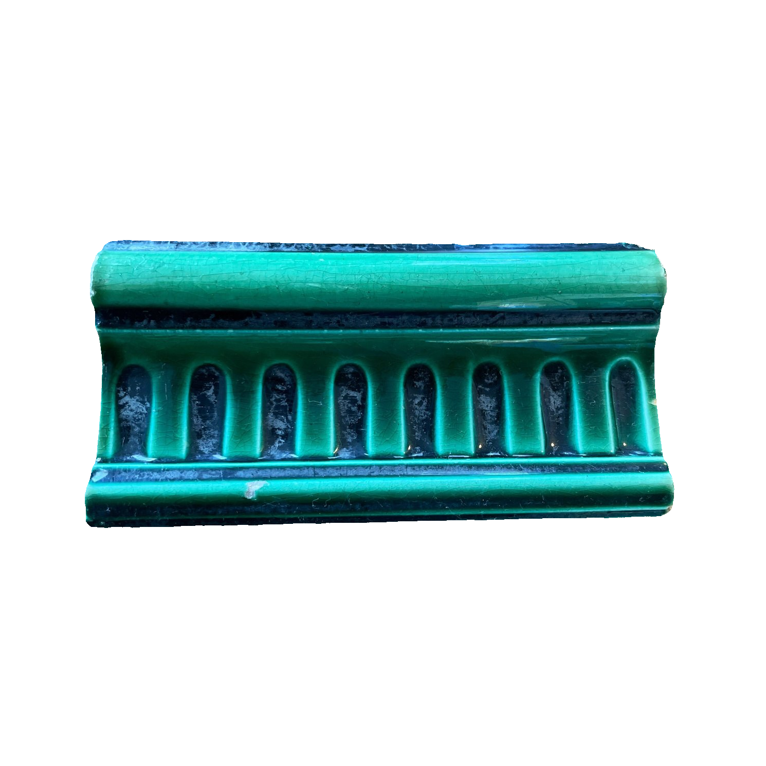 1920s Antique Green Bullnose Cap Tiles
