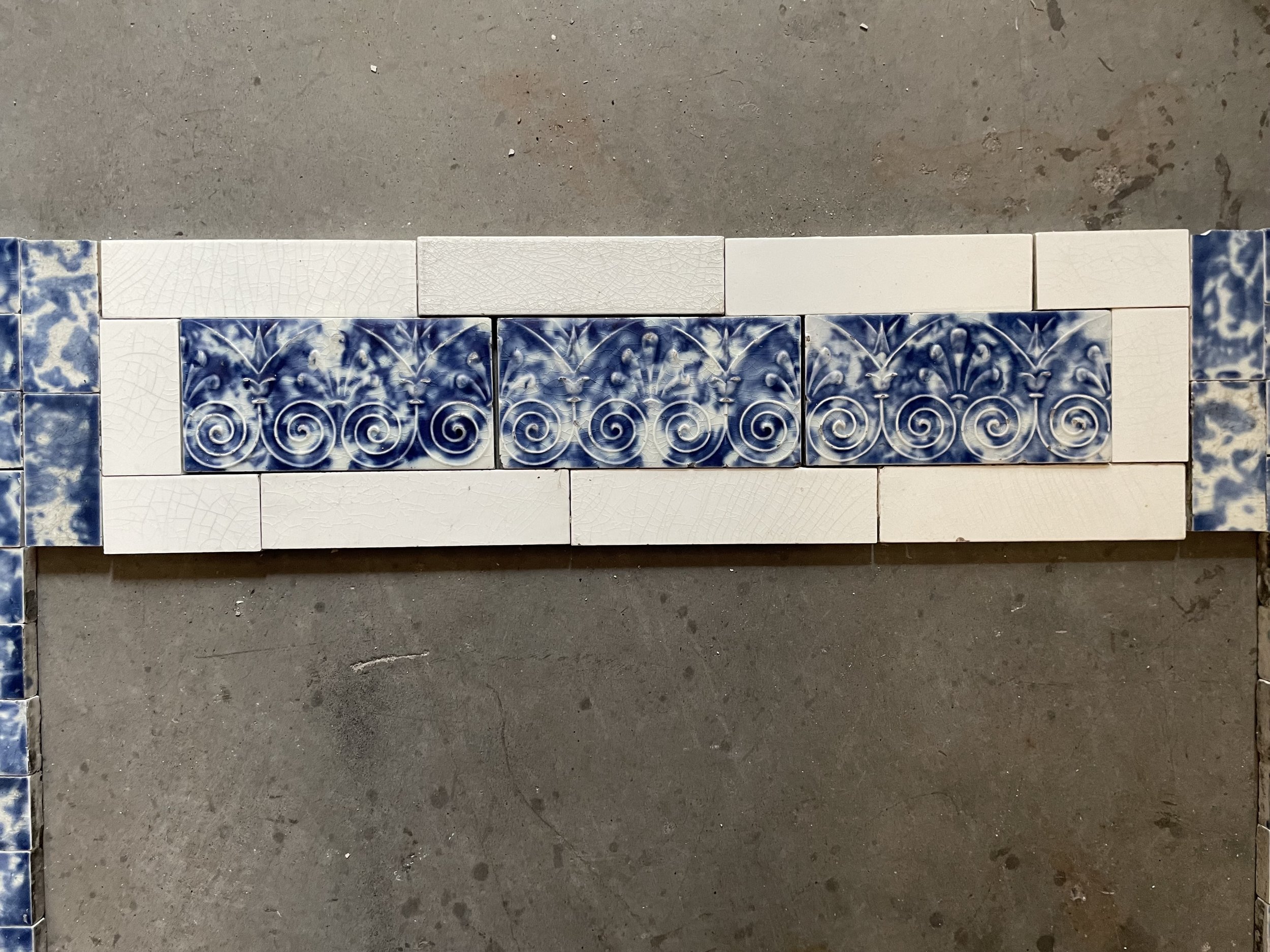 Victorian Tile Blue White Fireplace Surround