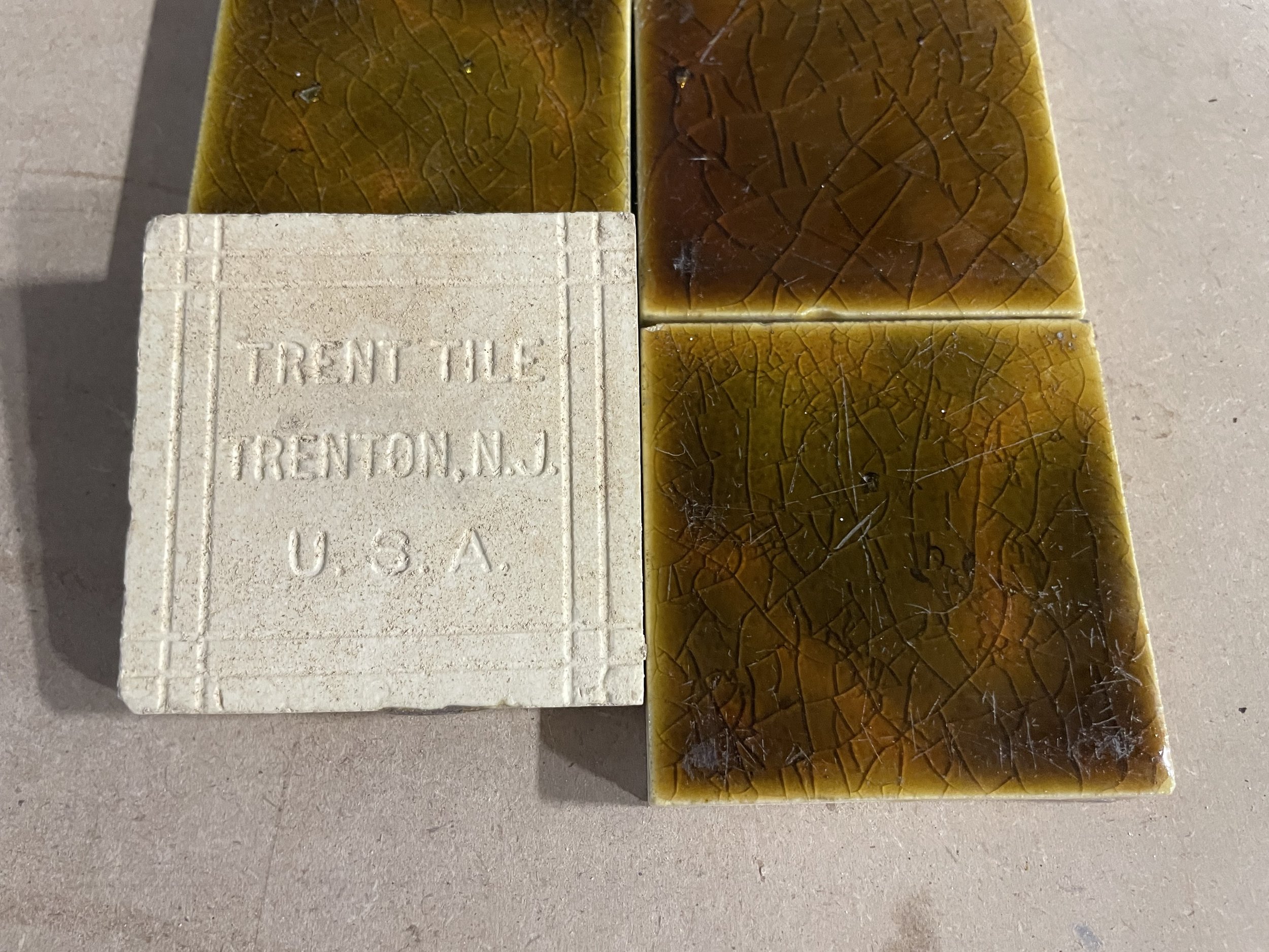 1890s Victorian Mottled Square Tiles Trent Tile Works