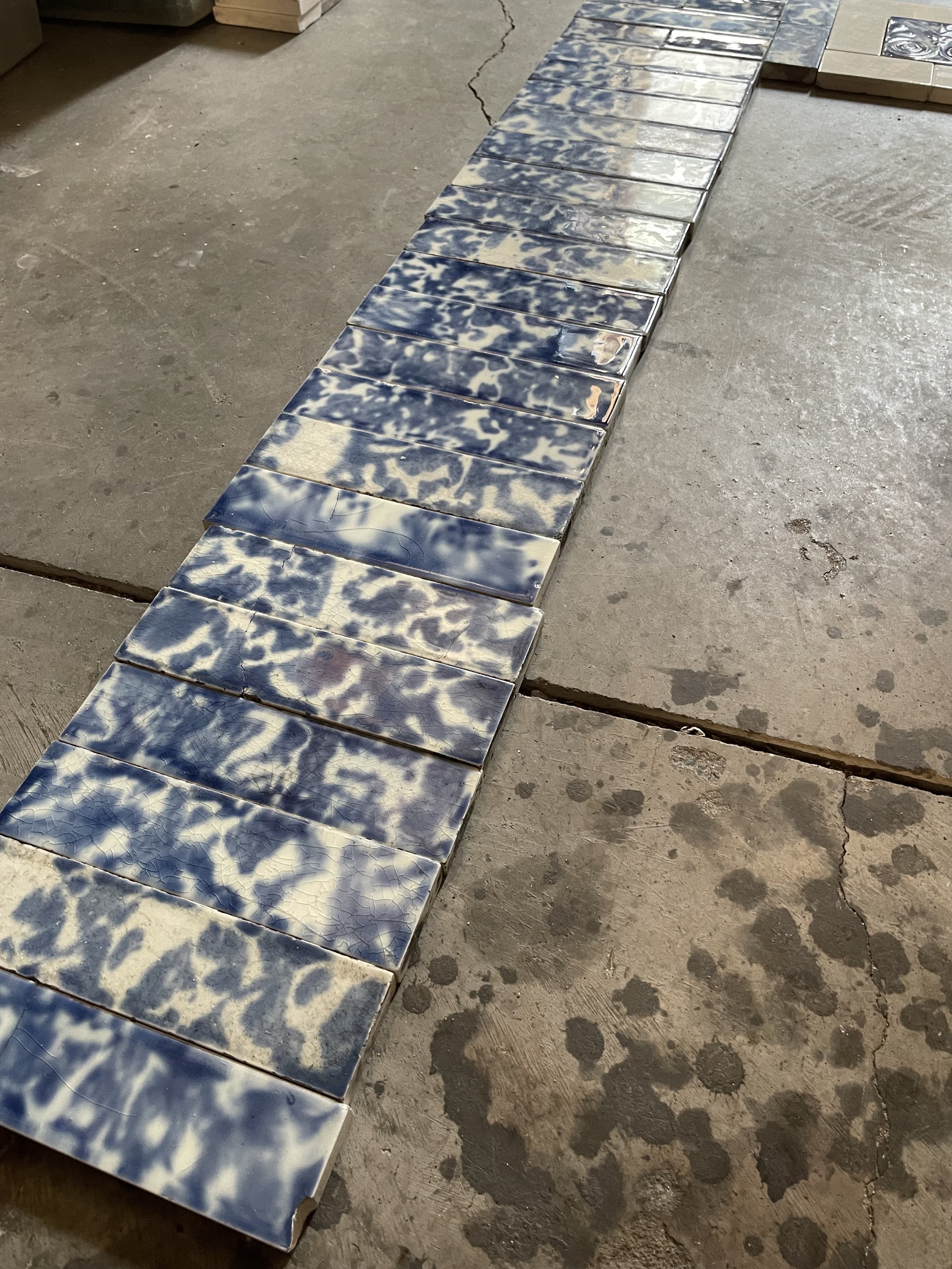 Victorian Tile Blue White Fireplace Surround