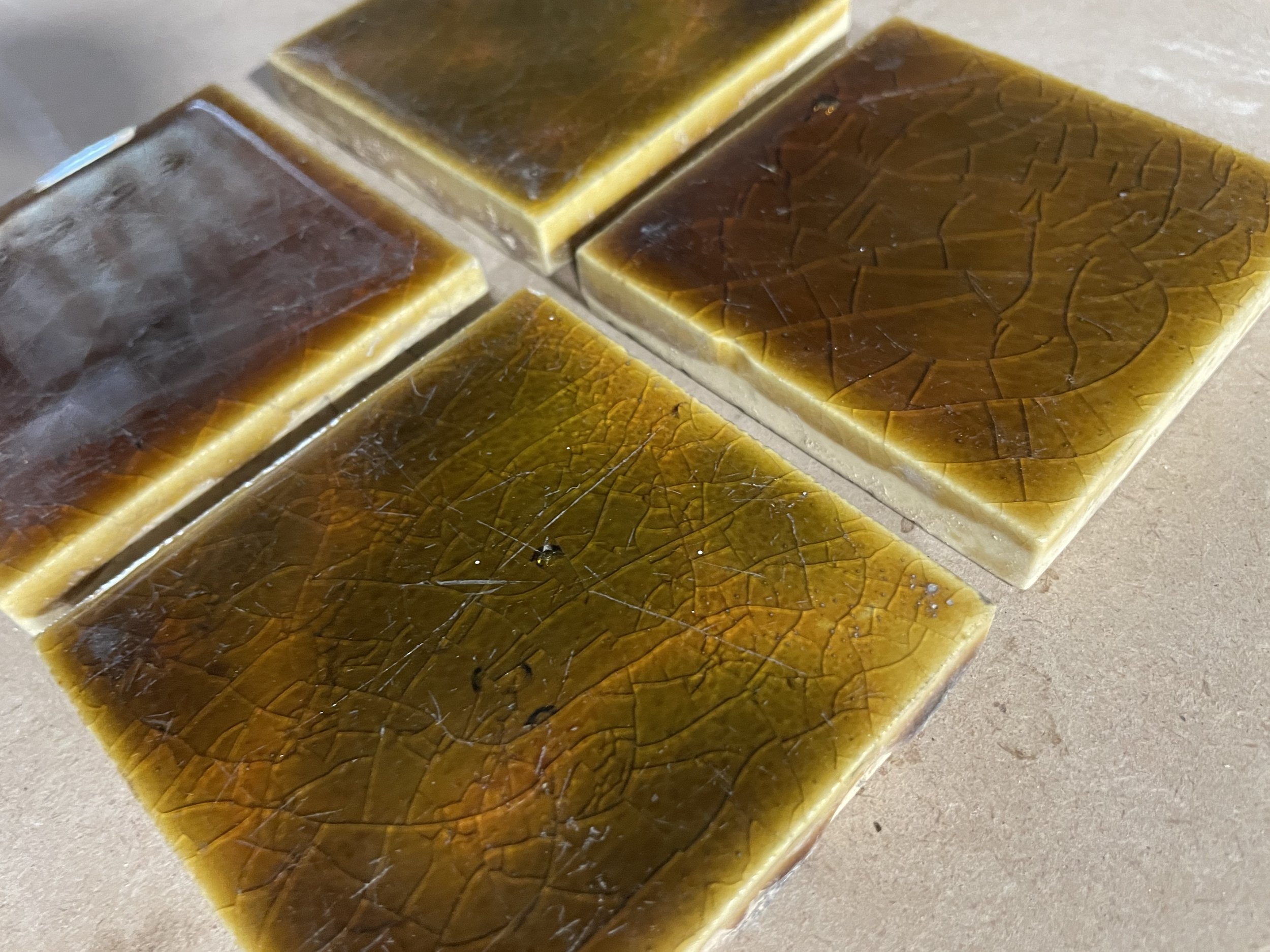 1890s Victorian Mottled Square Tiles Trent Tile Works