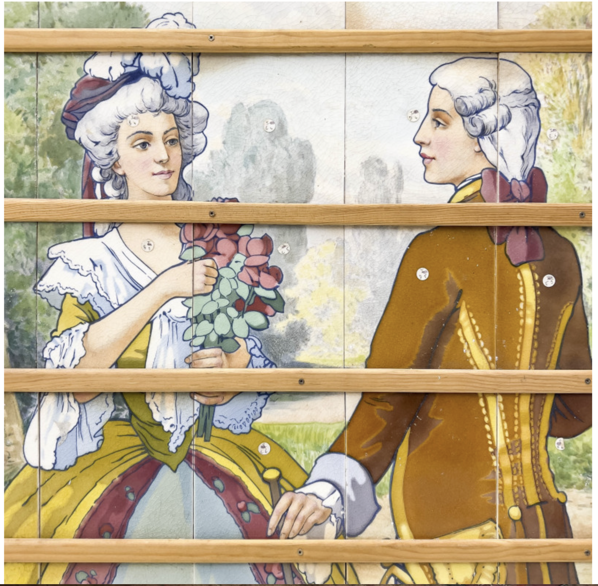 Antique Sarreguemines Tile Panel