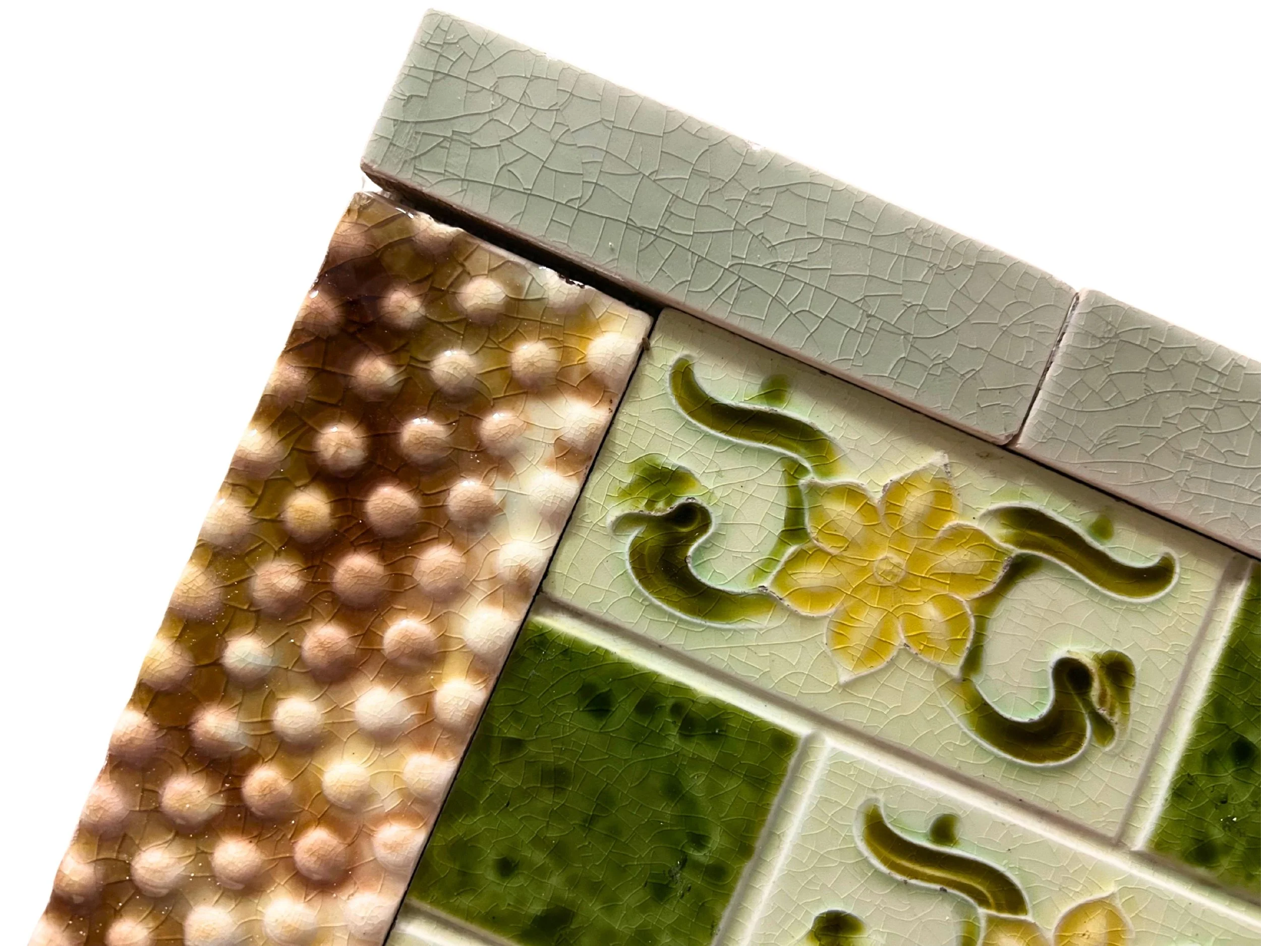 English victorian tile checkerboard floral bathroom backsplash tile powder room