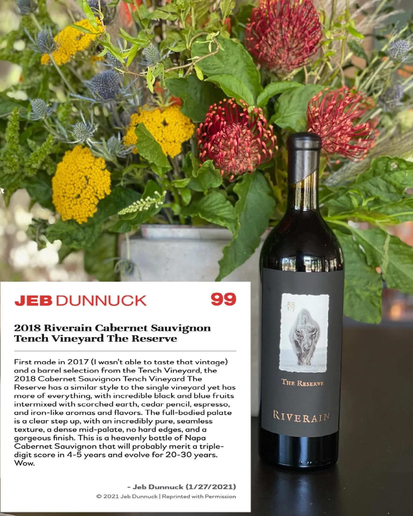 We are very excited for the upcoming release of our 2018 Riverain Reserve Cabernet. There is an undeniable sense of optimism back in our lives, and we are very happy to turn the page on the last 15 months. Mark your calendars, this wine will be relea