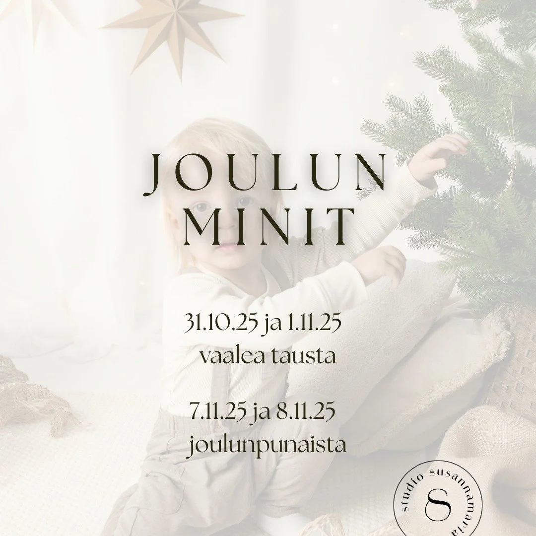 JOULUN MINIKUVAUS ✨🎁

Paljon kysyttyjen joulun minien kuvausp&auml;ivien ajat on nyt varattavissa kotisivuilta!
Kuvauksiin on valittavissa kahta eri s&auml;vy&auml;, olkaa siis tarkkana kun varaatte aikaa n&auml;ihin. Kuvausaika on 30min perhett&aum