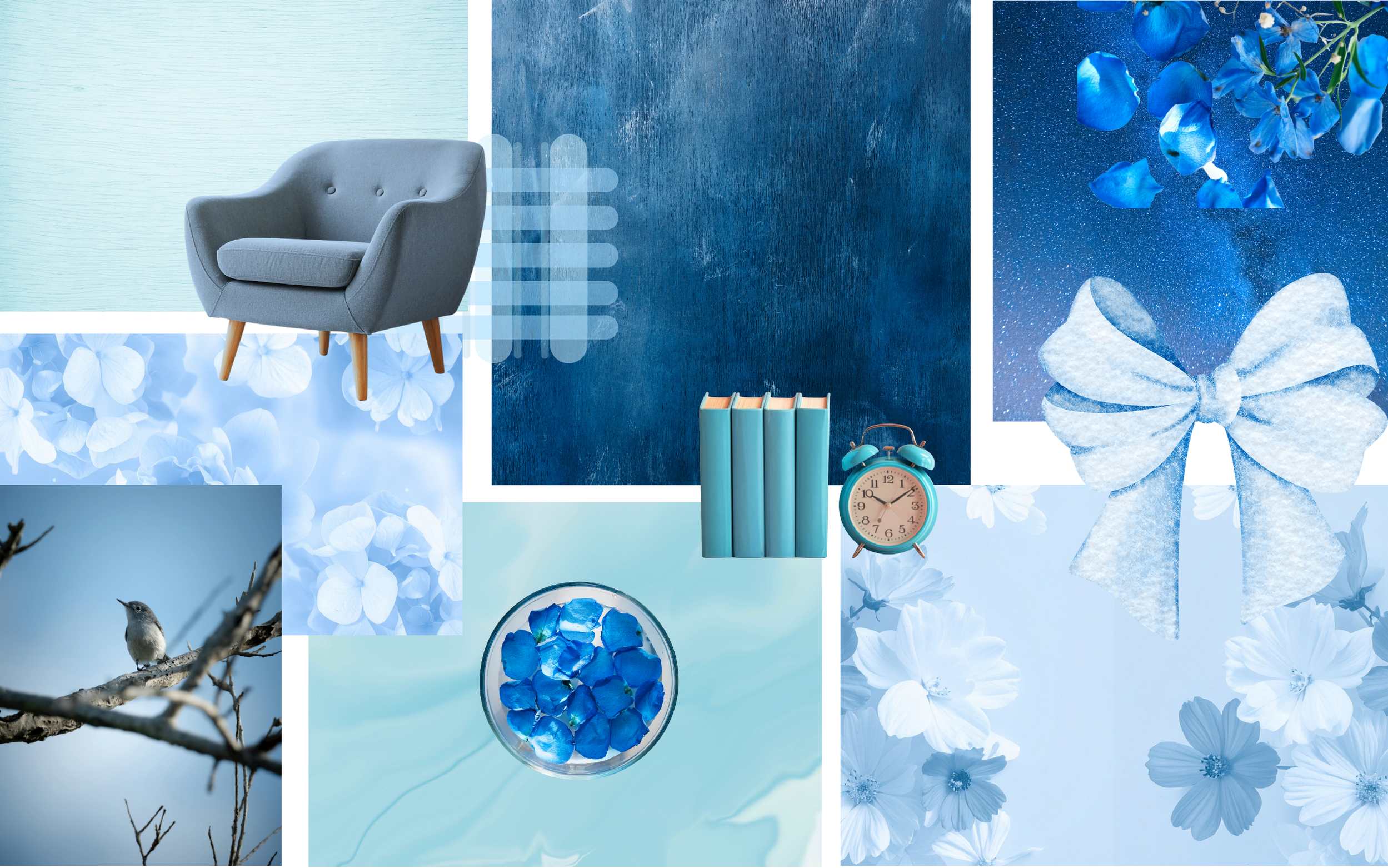 Blue mood board for design inspiration