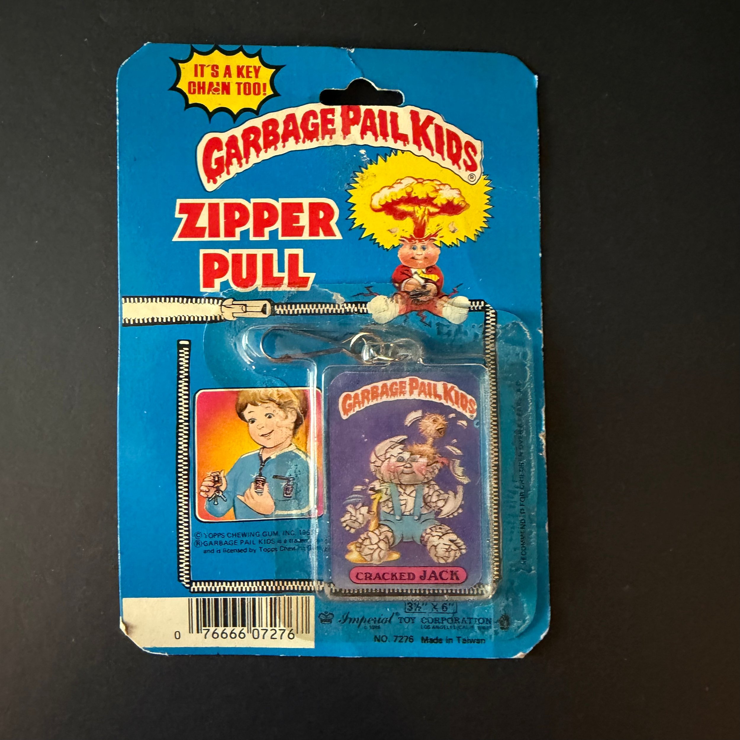 GARBAGE PAIL KIDS ZIPPER PULL-CRACKED JACK Imperial Toy 1986