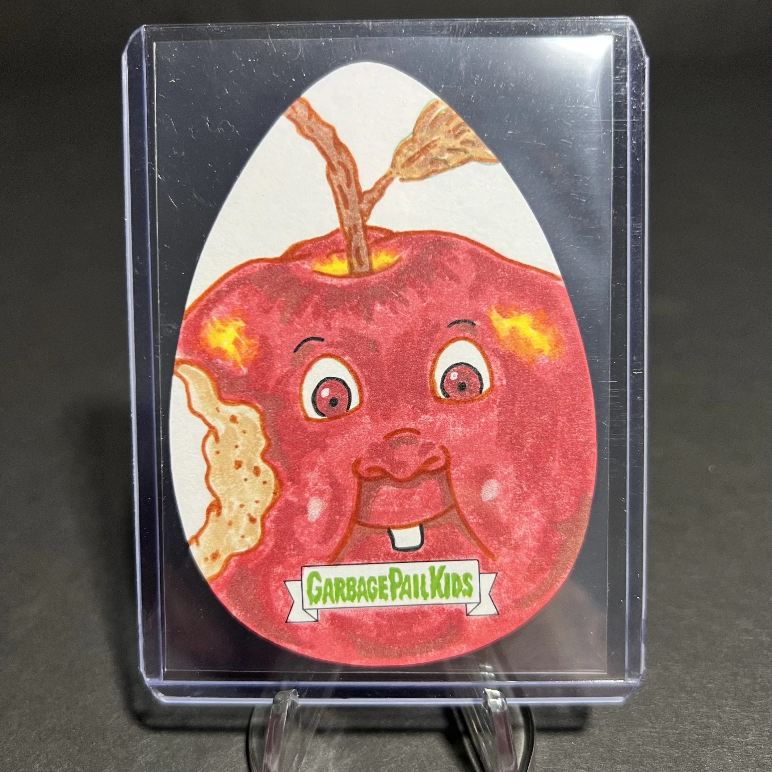 APPLE CORY SHAPED SKETCH CARD BY Bobby Blakey FOOD FIGHT