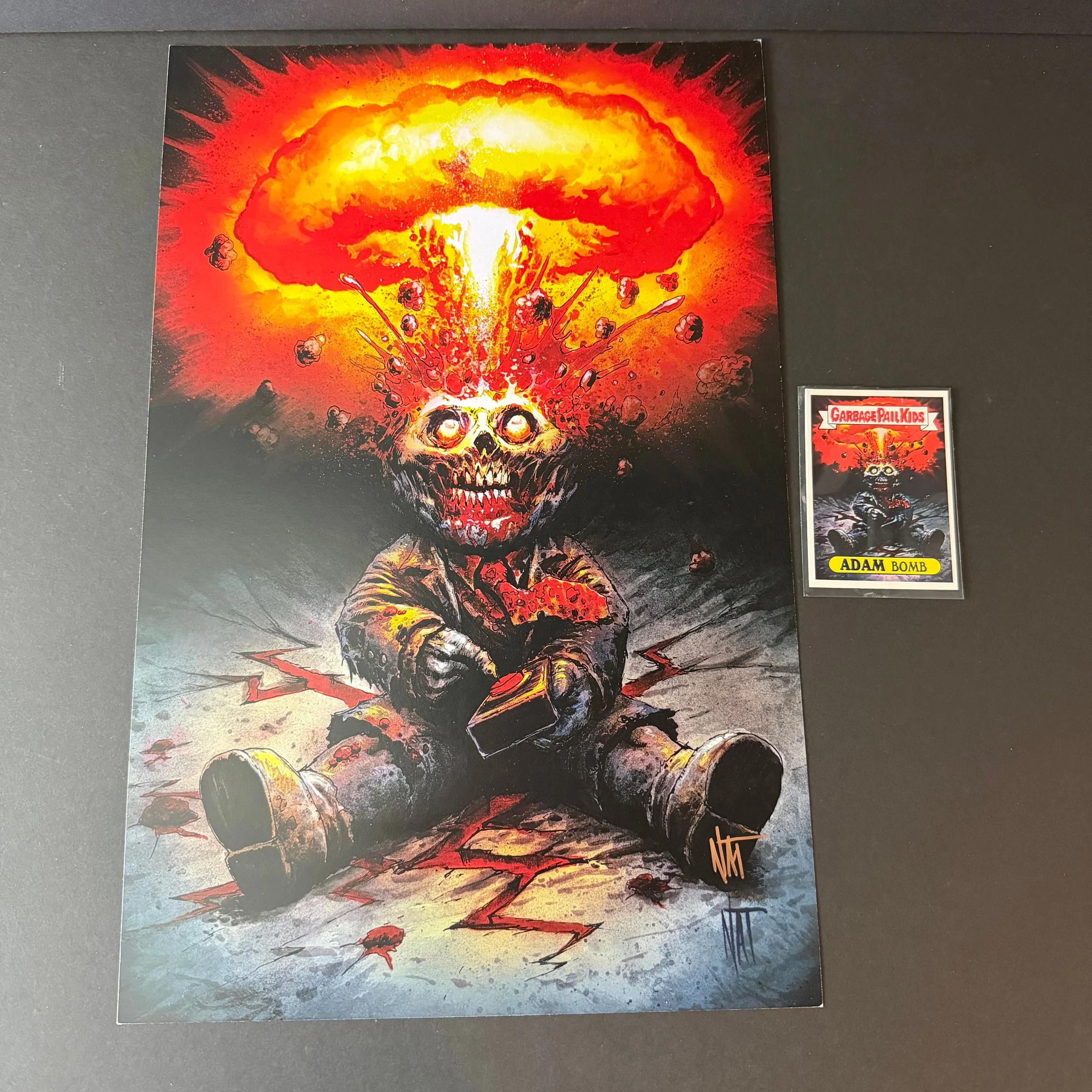 GARBAGE PAIL KIDS ADAM BOMB SIGNED PRINT POSTER WITH CARD JONES 2020
