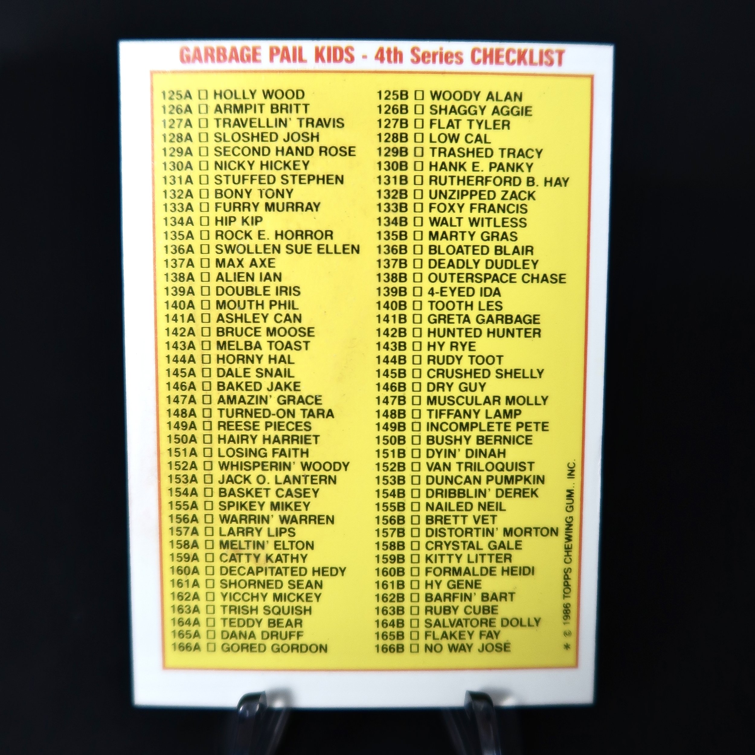 OS 1, Garbage Pail Kids, GPK, Original Series , Wax wrapper, Complete base, Variation set, Base set, Checklist, ADAM Bomb