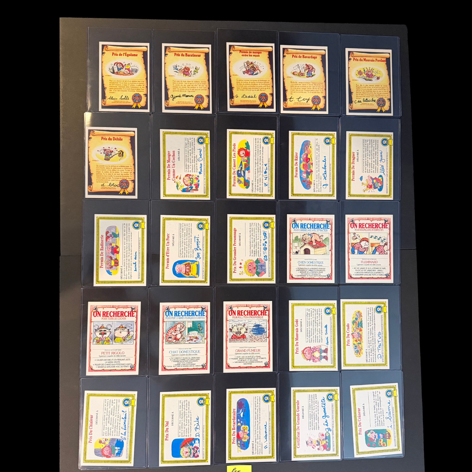 1989 GARBAGE PAIL KIDS FRANCE LES CRADOS COMPLETE 25 POSTCARD SET C683-C707