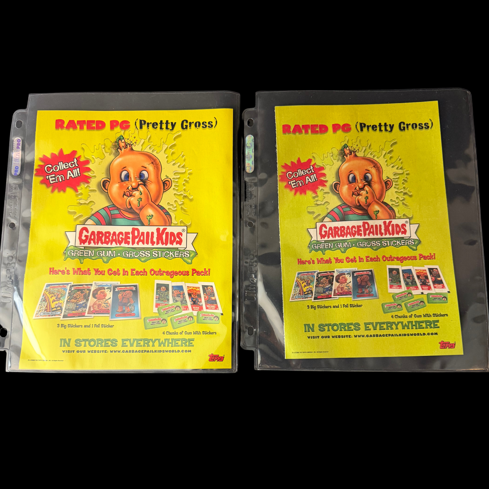 GARBAGE PAIL KIDS GREEN GUM GROSS STICKERS TRADE PRINT AD LOT OF 2