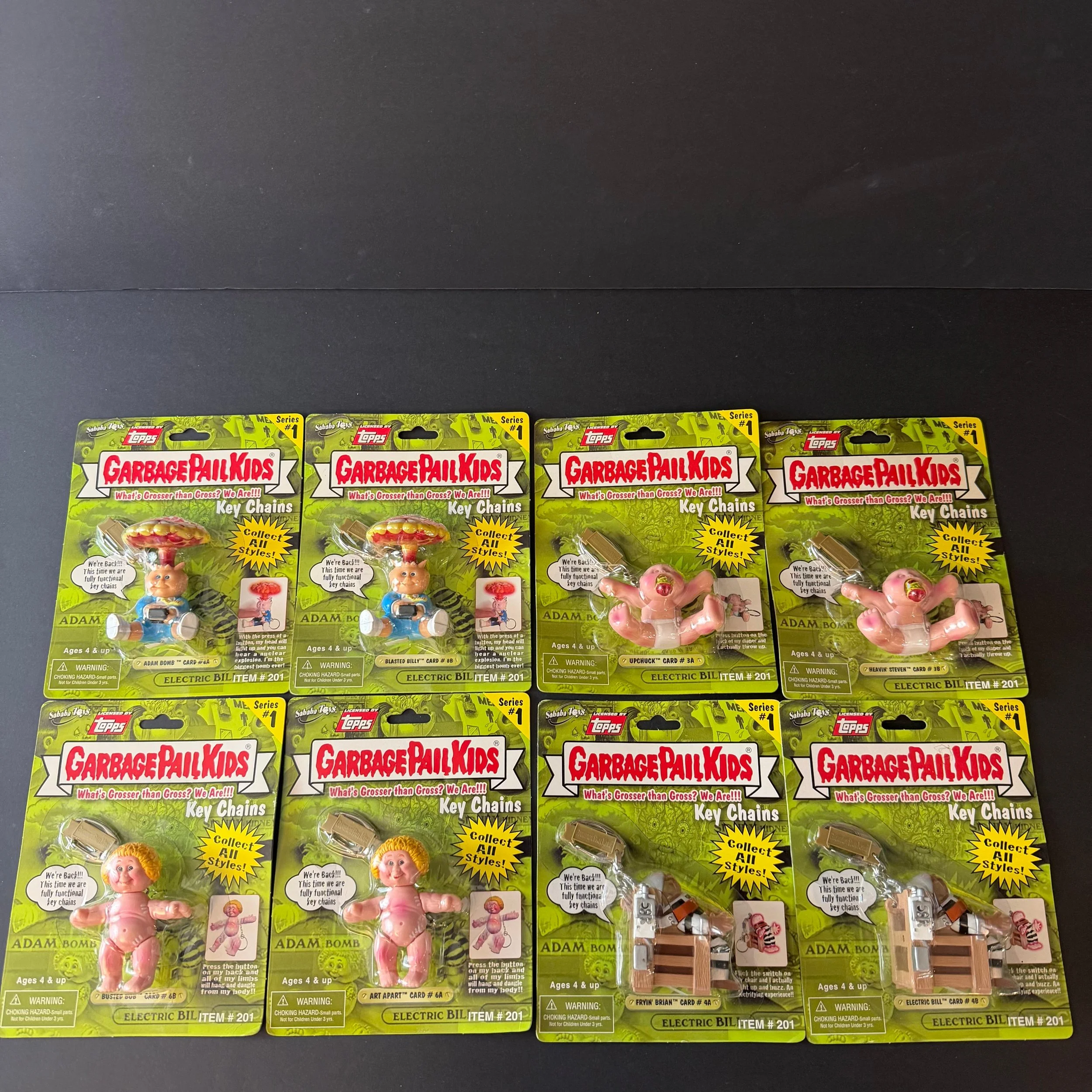 Garbage Pail Kids 2001 What's Grosser Than Gross Keychain *Complete Set of 8*