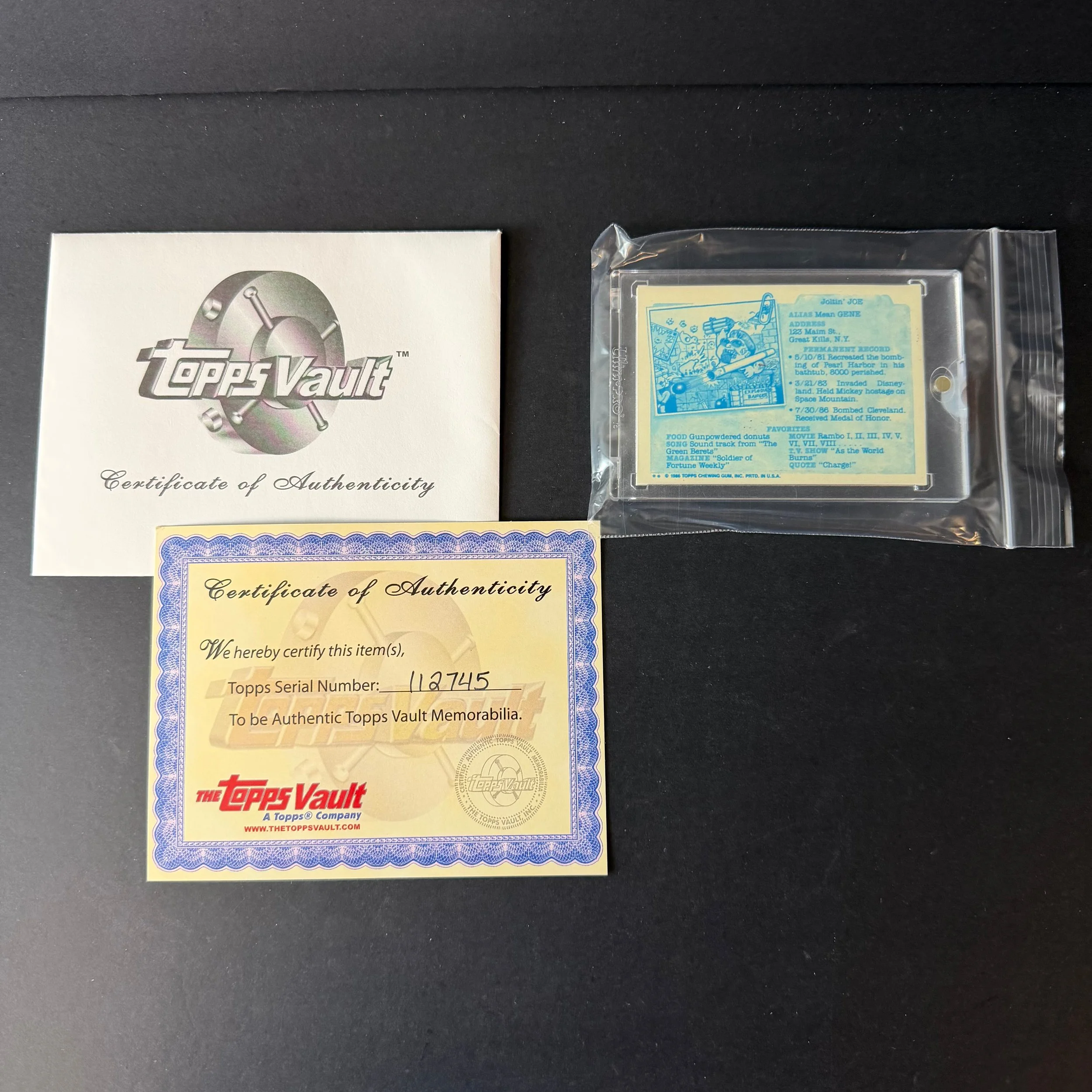 Garbage Pail Kids Topps Vault 1986 GPK Series Joltin’ Joe Card Back Color Mask