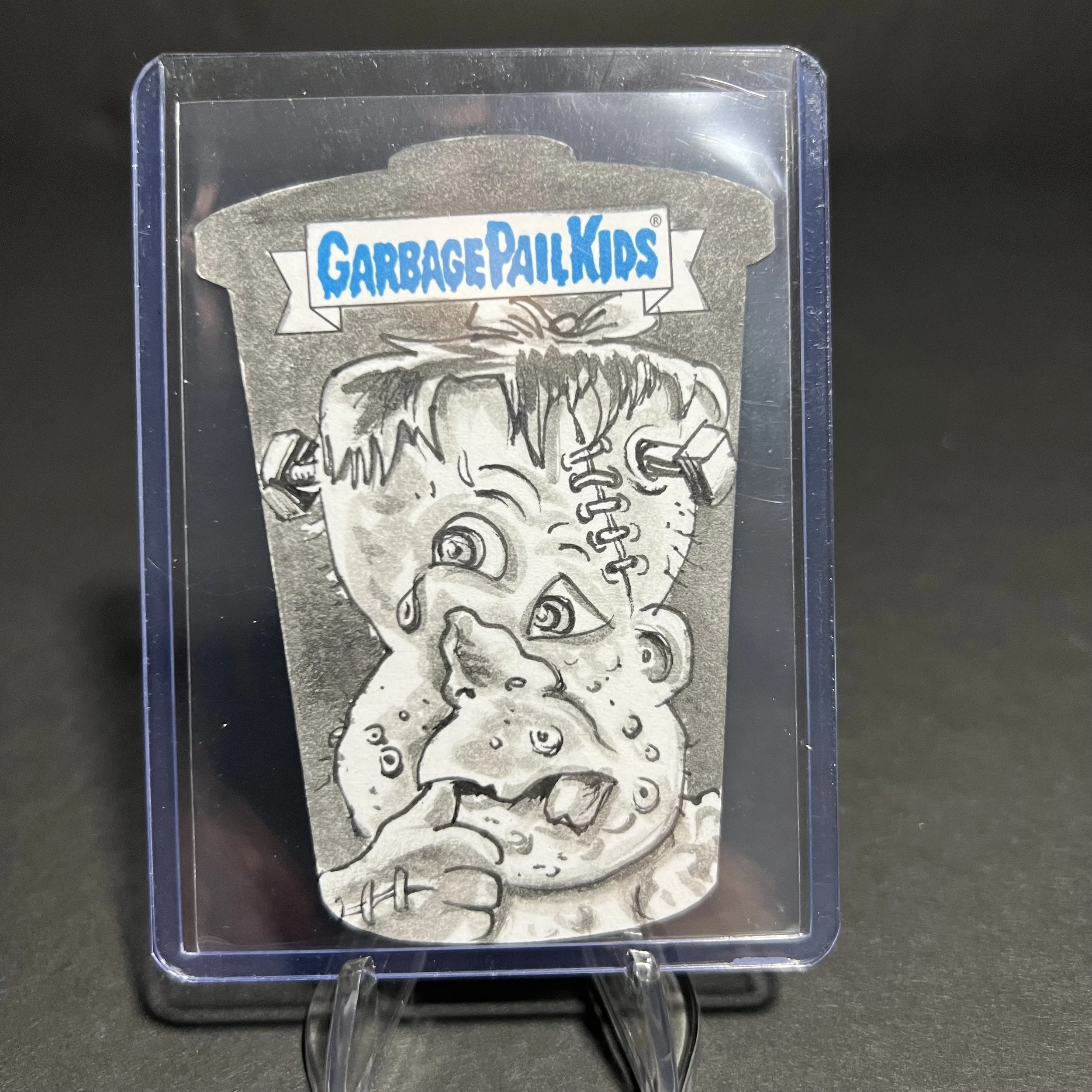 CREEPY CAROL TRASH CAN SKETCH CARD Neil Camera GO ON VACATION