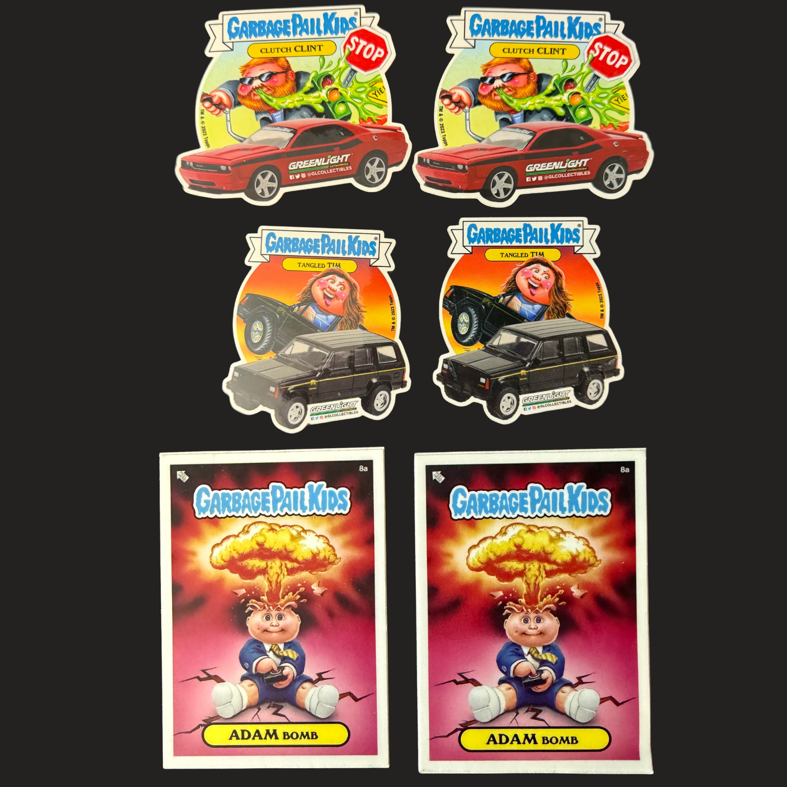Garbage Pail Kids 4 Greenlight Stickers & 2 Adam Bomb Stickers – Lot of 6