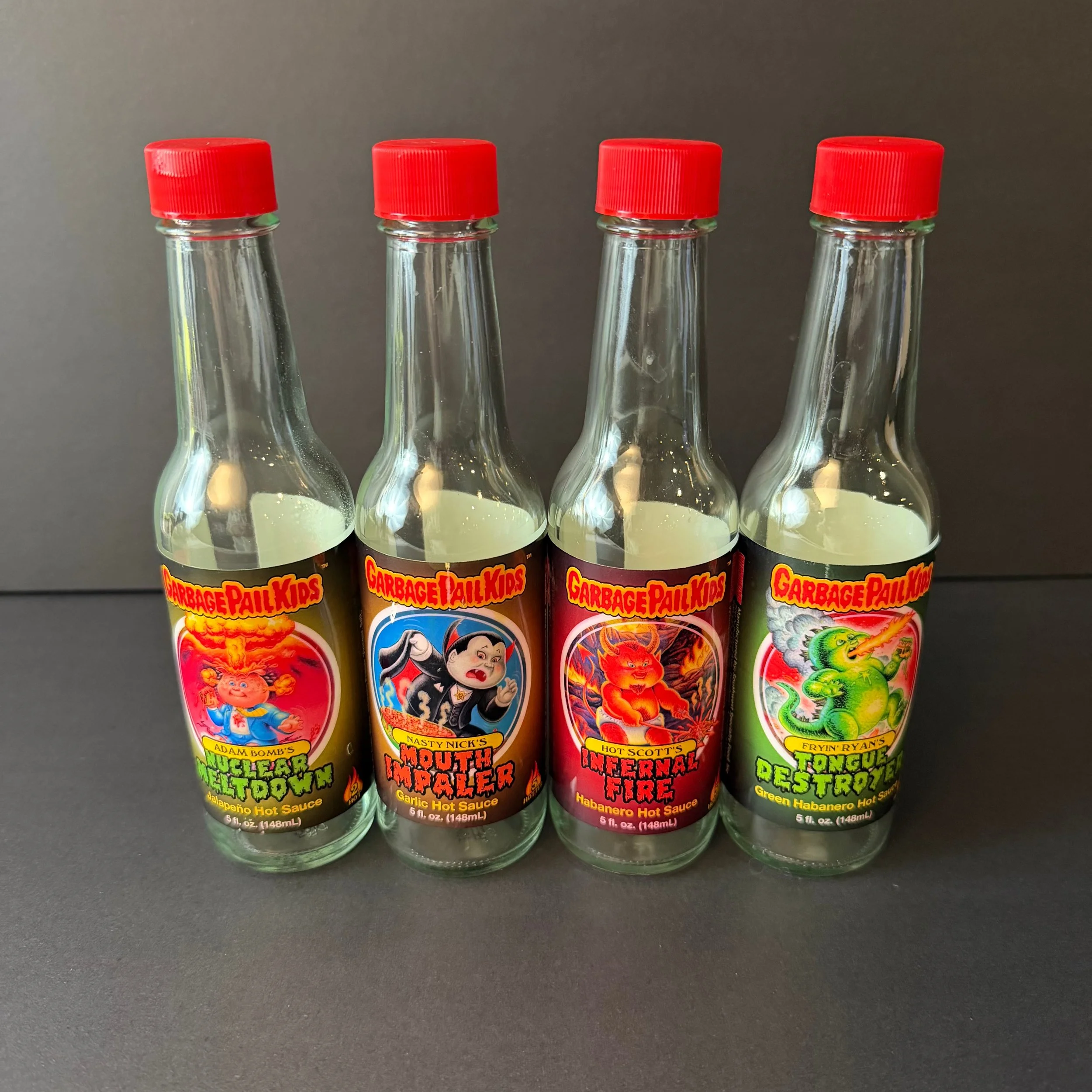 Garbage Pail Kids Hot Sauce Bottles Set of 4 *Empty*