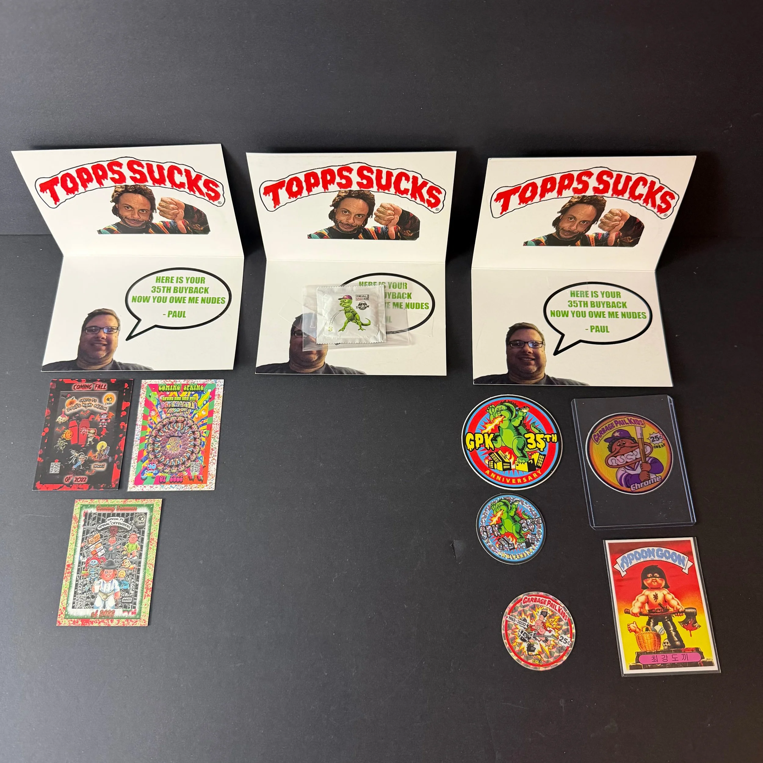 GARBAGE PAIL KIDS DEAL OR NO DEAL GREETING CARD LOT DINOSAUR STICKERS