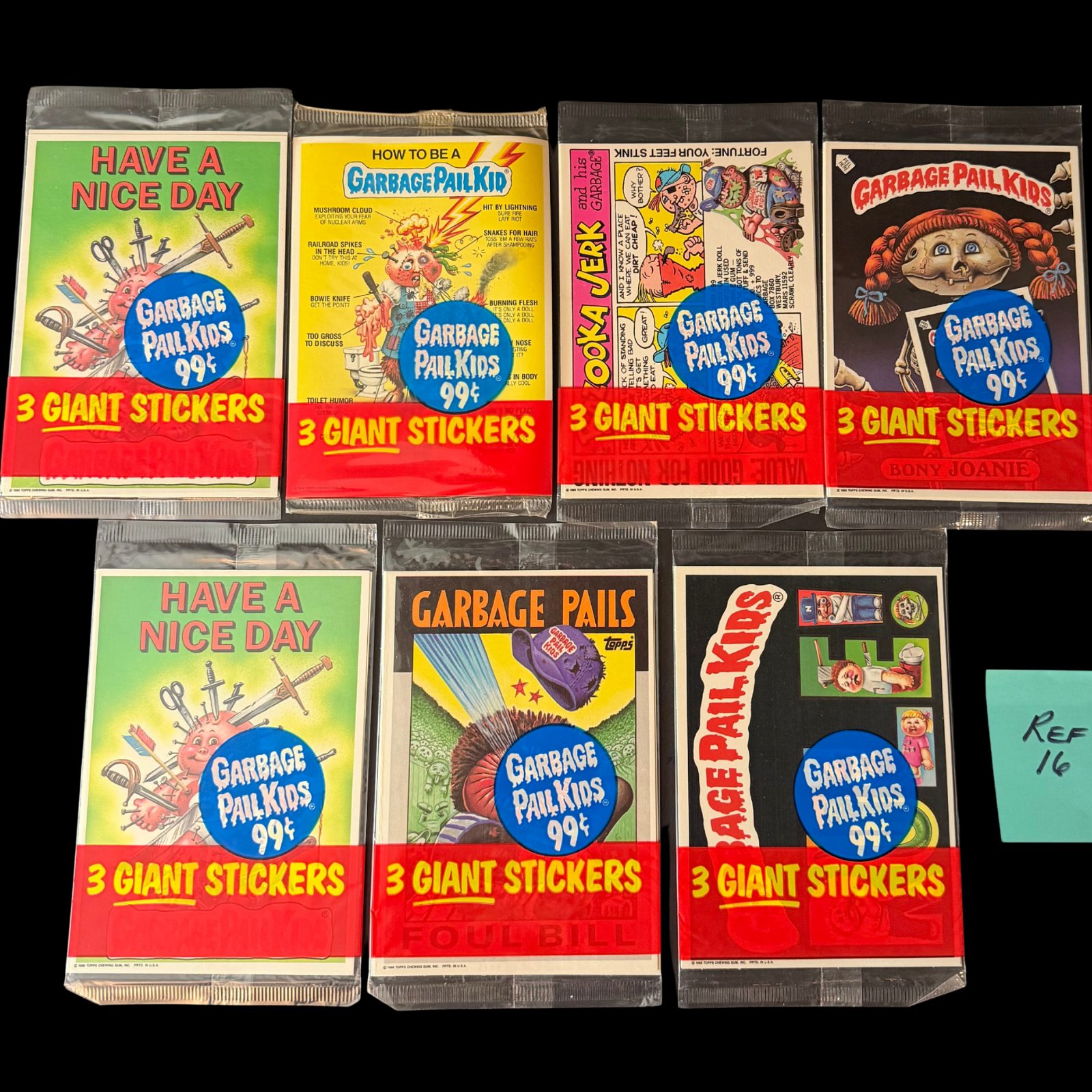 GARBAGE PAIL KIDS ORIGINAL SERIES 2 GIANT STICKERS 7 PACK LOT – 3 STICKERS PER PACK
