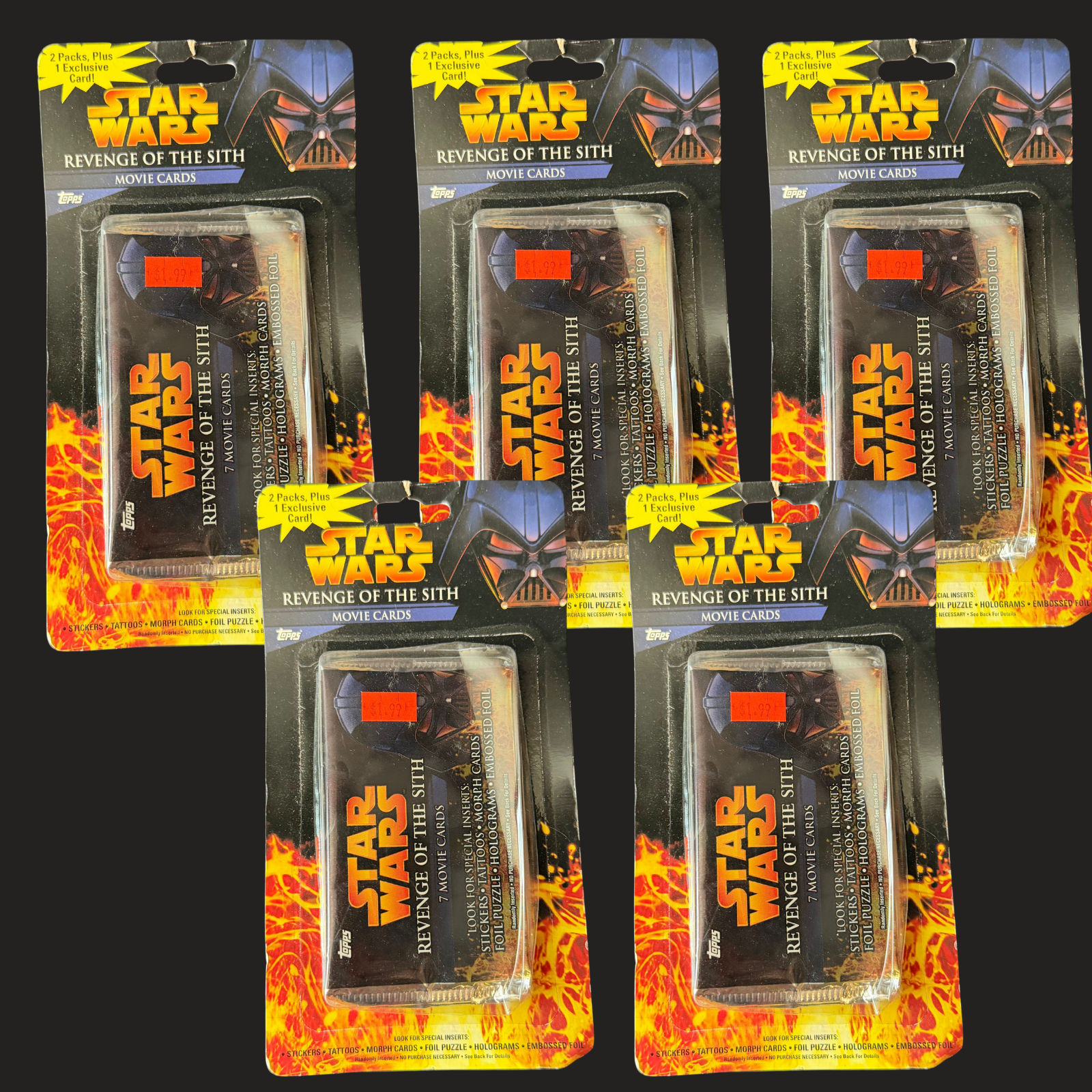 LOT OF 5 Star Wars Revenge of the Sith Blister Pack  2005 Topps SEALED