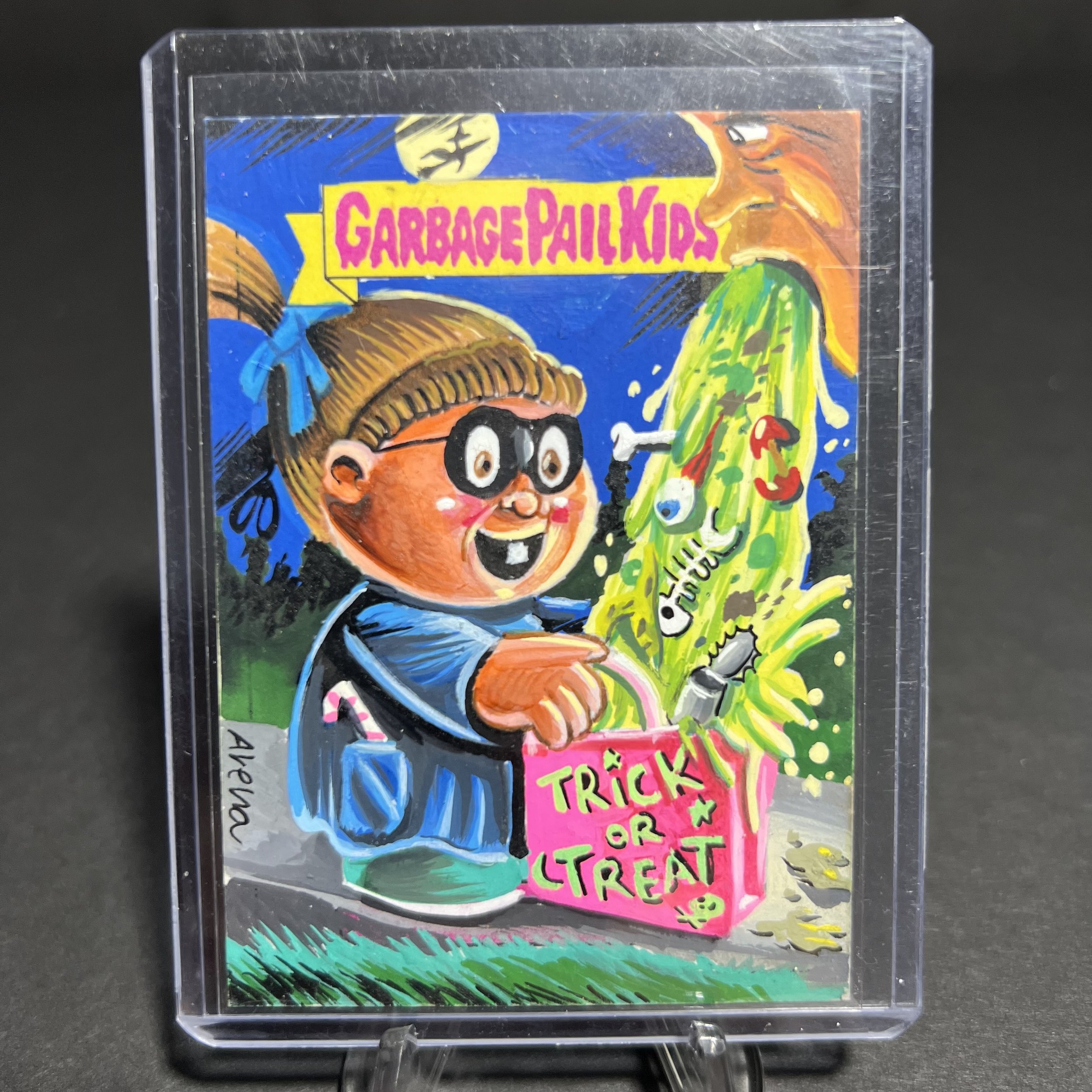 GARBAGE PAIL KIDS TRICK OR TRICIA SKETCH CARD BY SIMONE ARENA WE HATE THE 90s