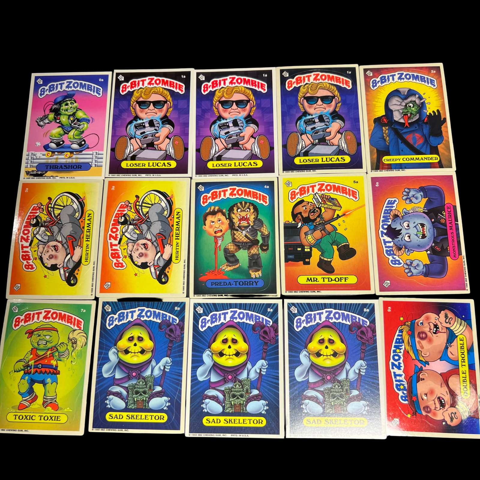 8-BIT ZOMBIE TRADING CARD LOT OF 36 ASSORTED CARDS
