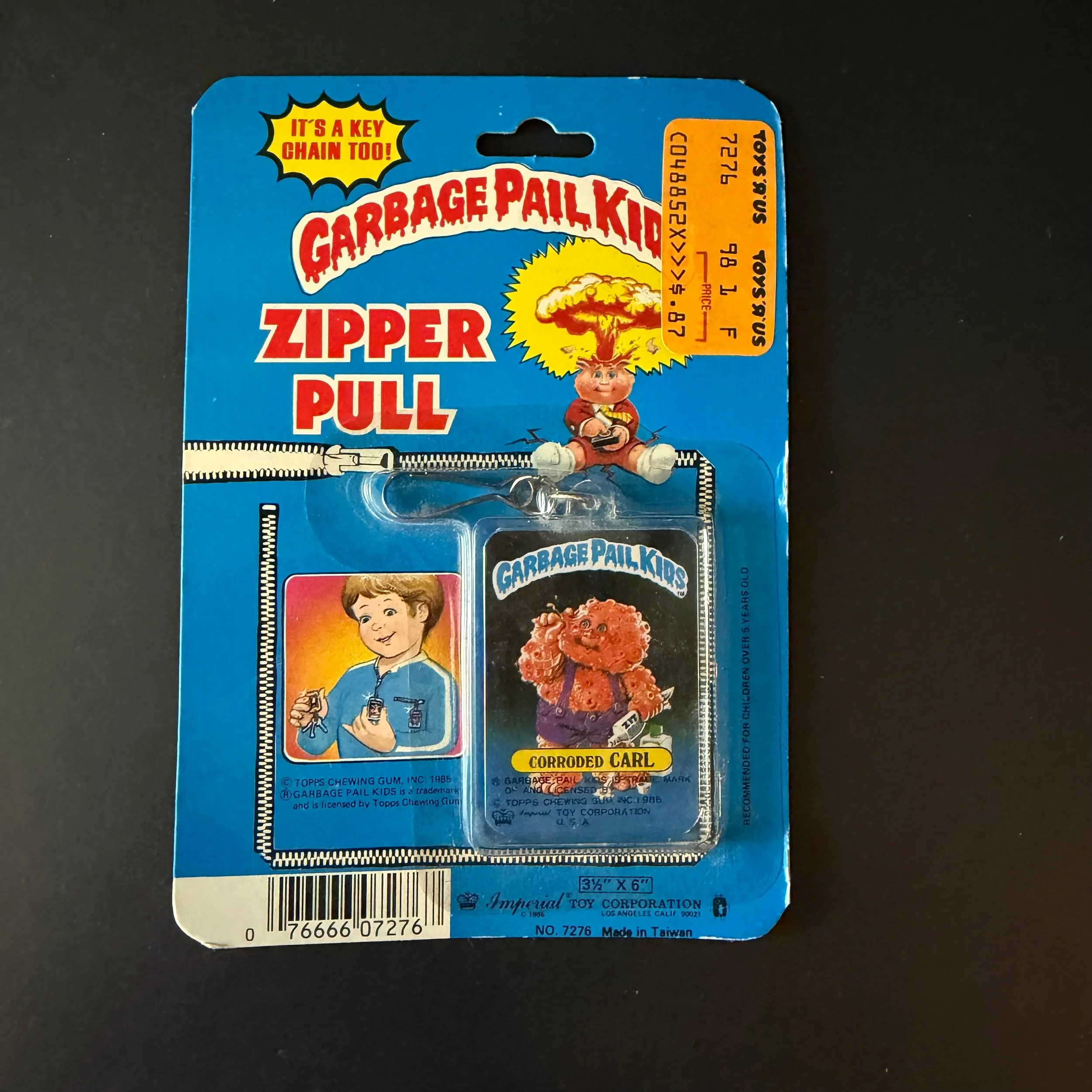 GARBAGE PAIL KIDS ZIPPER PULL- CORRODED CARL Imperial Toy 1986