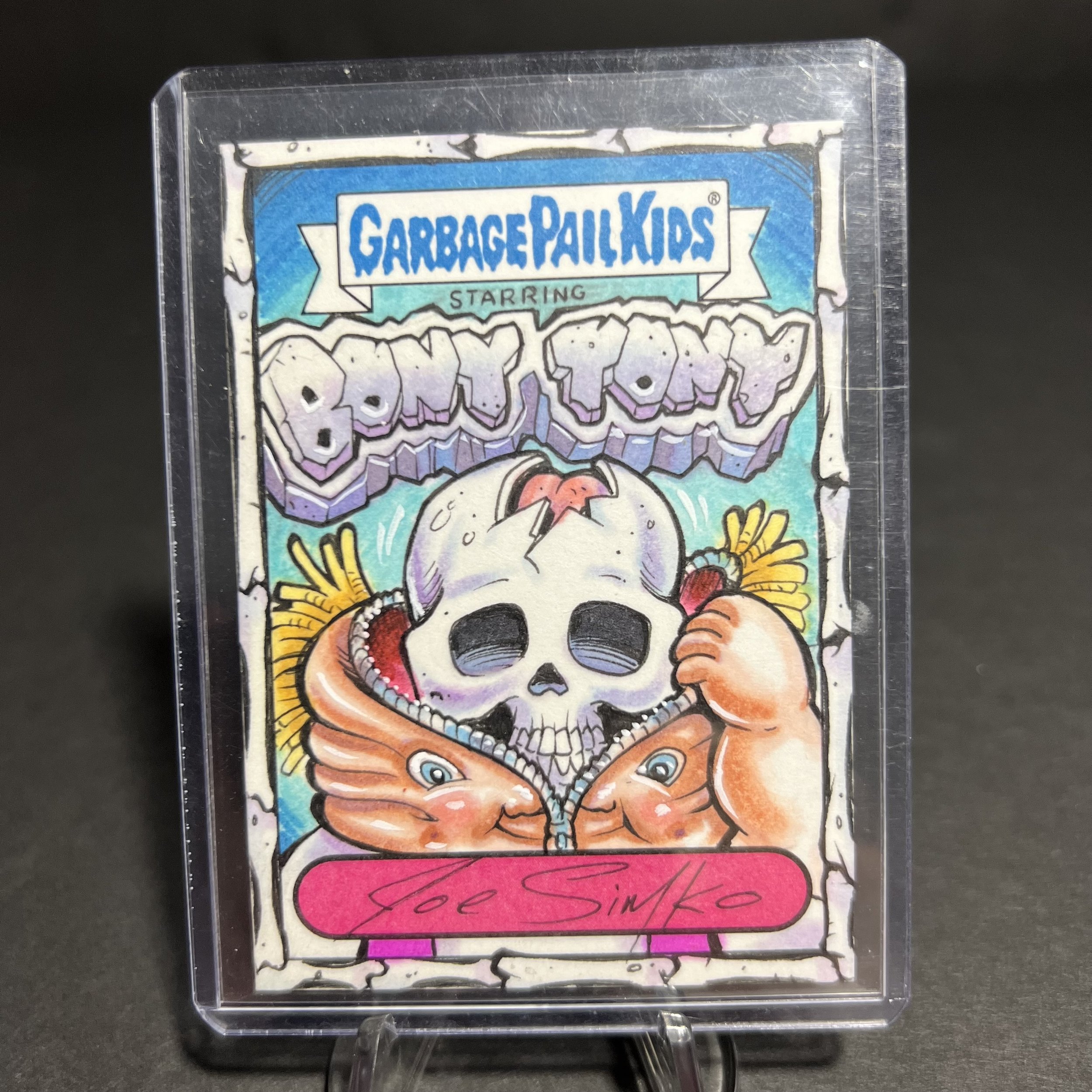 GARBAGE PAIL KIDS BONY TONY SKETCH CARD BY JOE SIMKO BRAND NEW SERIES 2