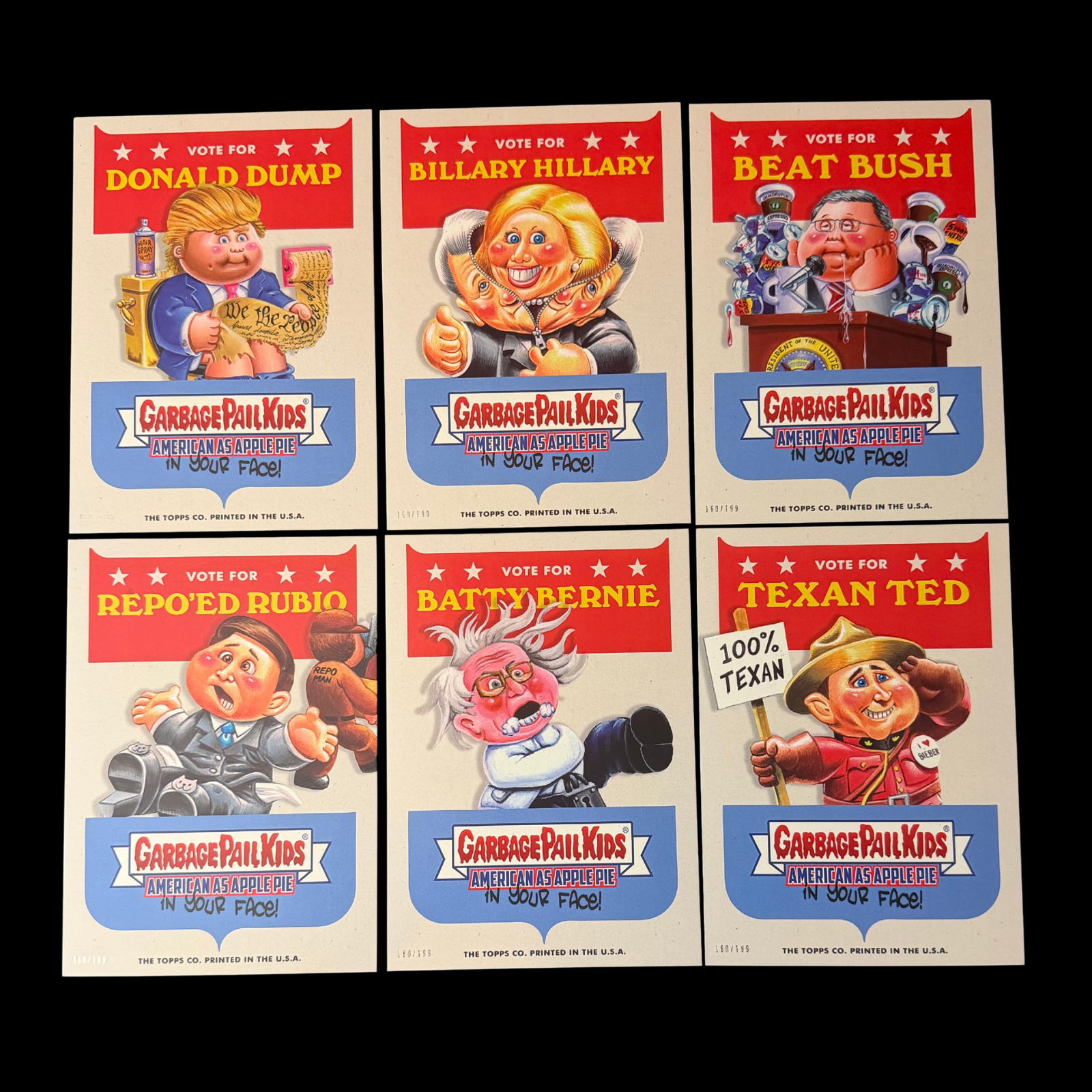 GARBAGE PAIL KIDS AMERICAN AS APPLE PIE 6 CARD SET TRUMP /199
