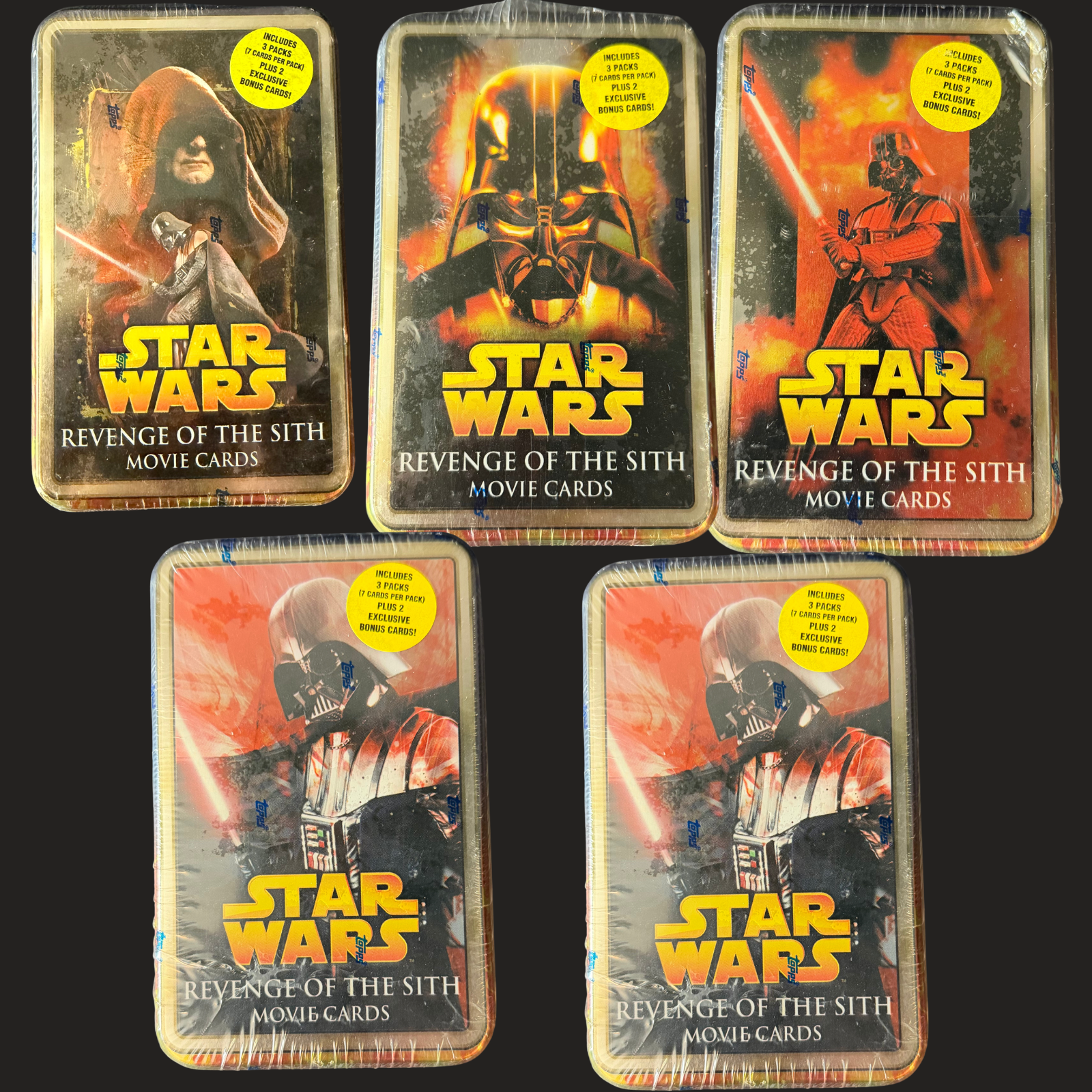 Star Wars Revenge of the Sith Movie Cards Tin Lot of 5 Sealed 2005 Topps
