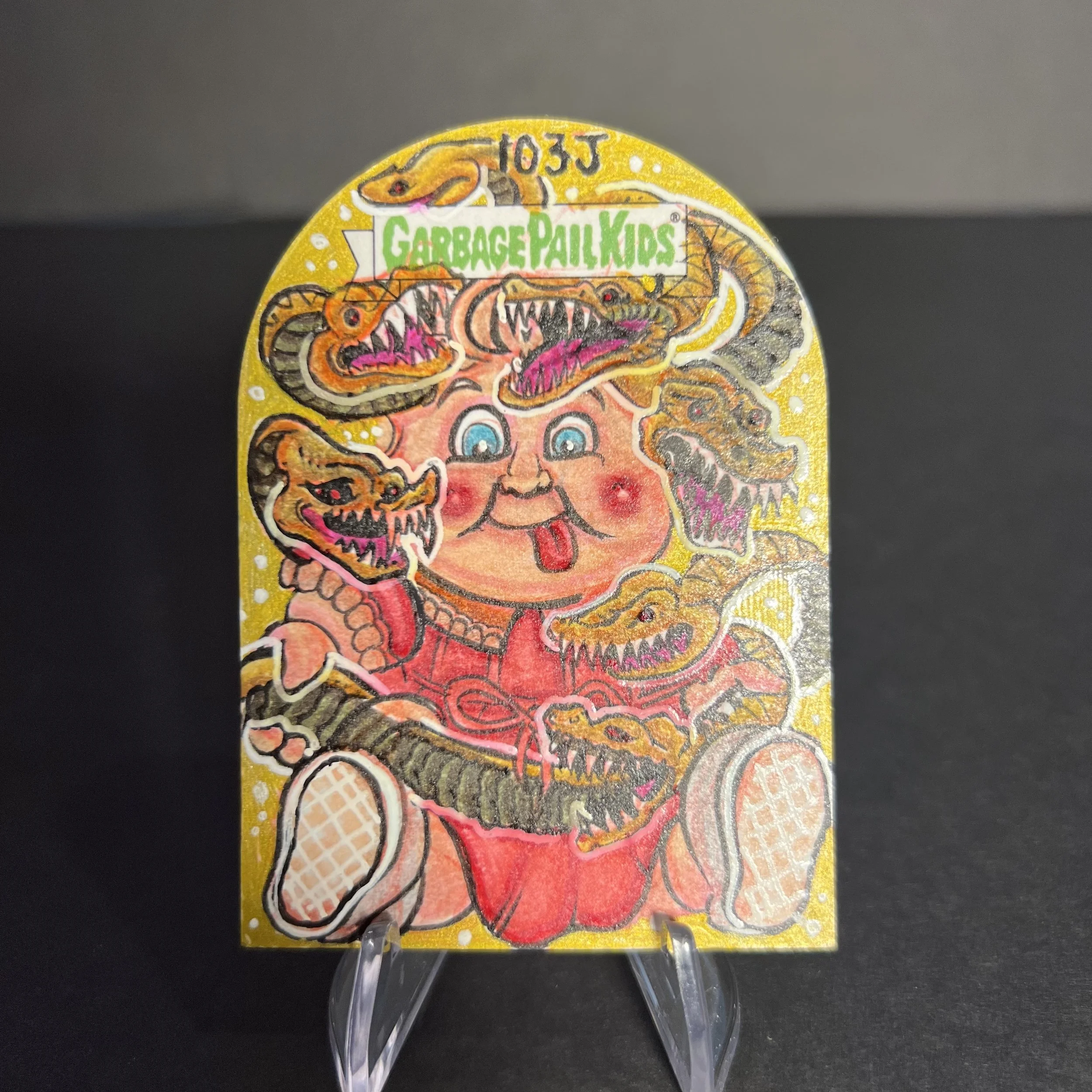 GARBAGE PAIL KIDS CURLY CARLA TOMBSTONE SKETCH TOOFLESS REVENGE OF HORROR-IBLE