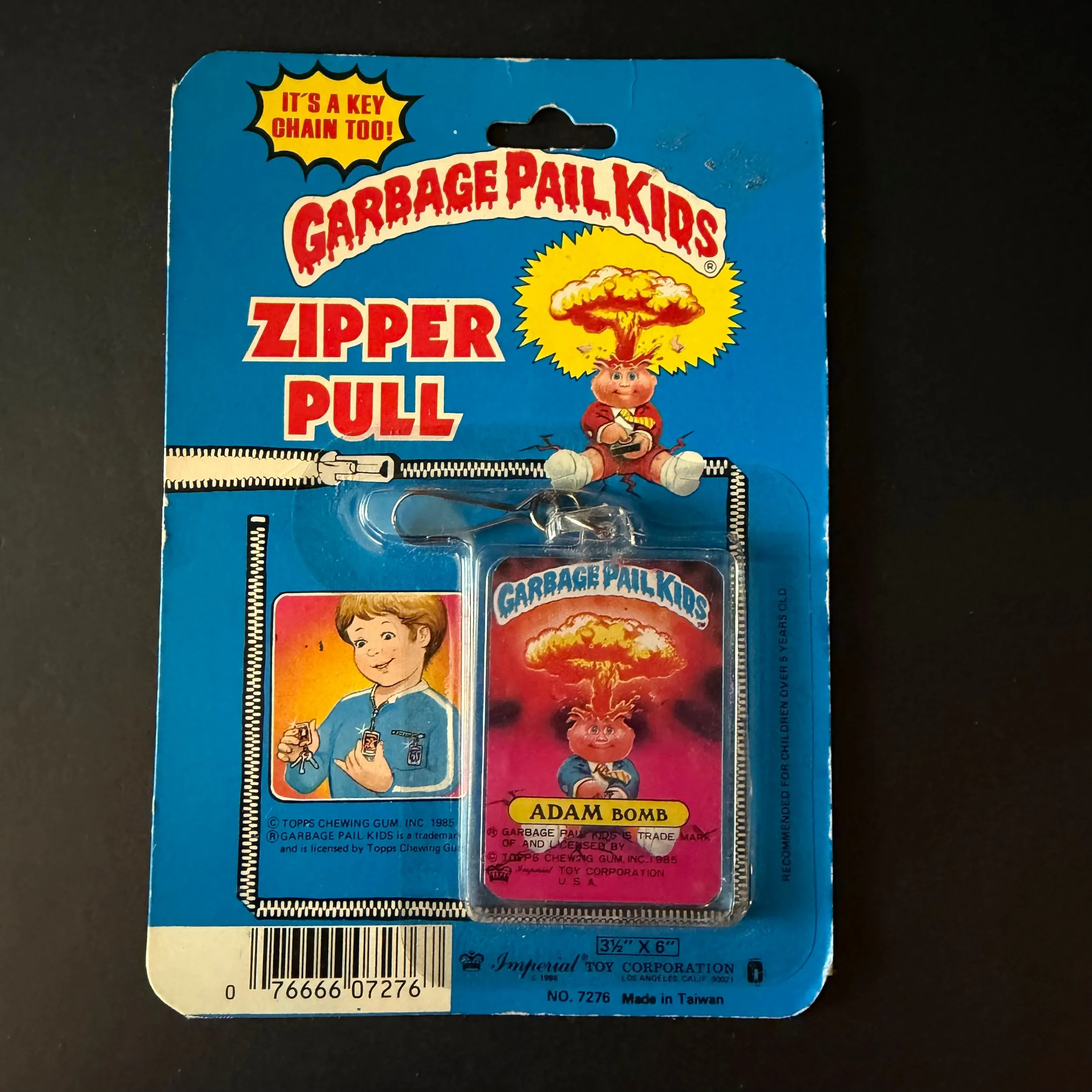 GARBAGE PAIL KIDS ZIPPER PULL- ADAM BOMB Imperial Toy 1986