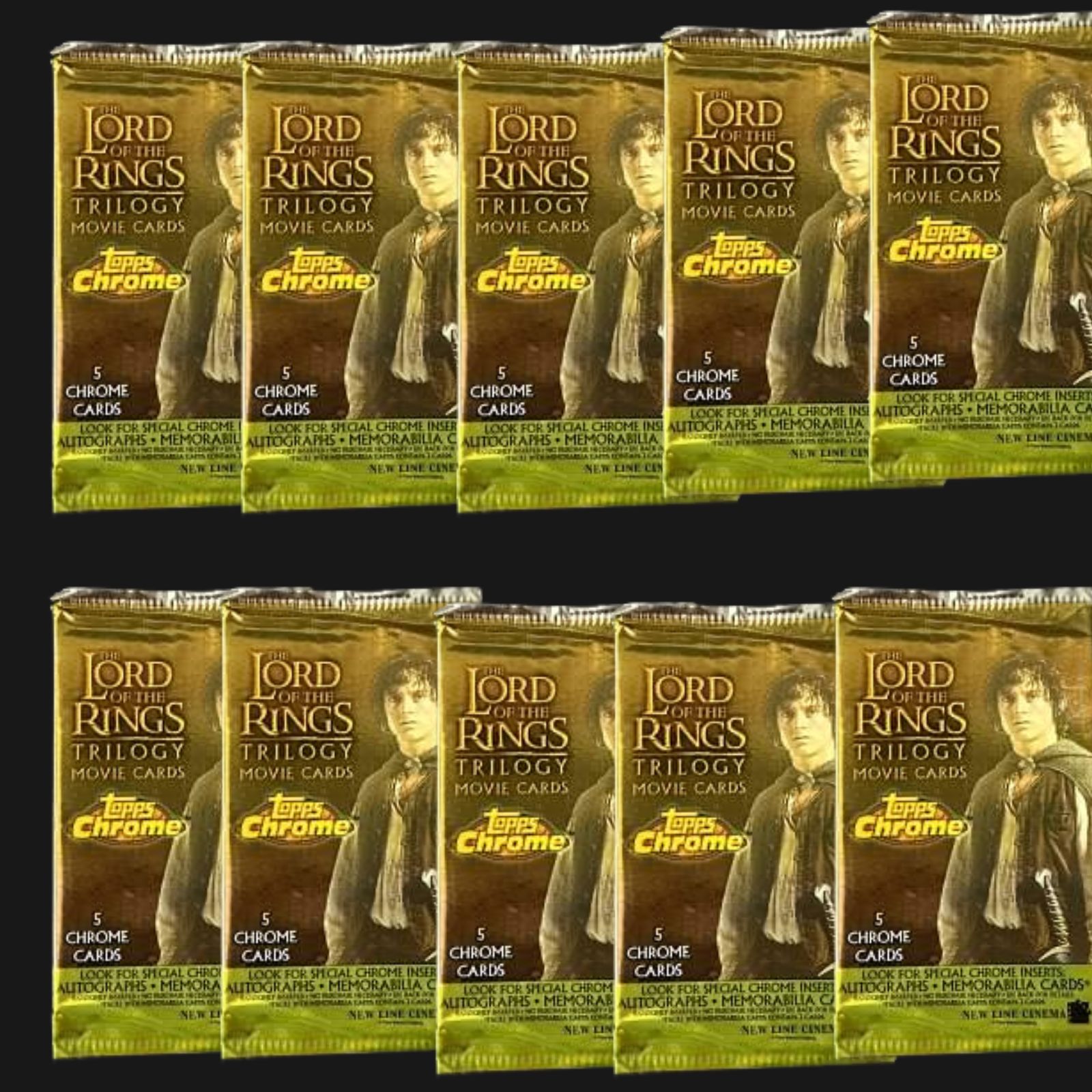 LORD OF THE RINGS TRILOGY FRODO MOVIE CARD PACK LOT OF 11 SEALED 2003