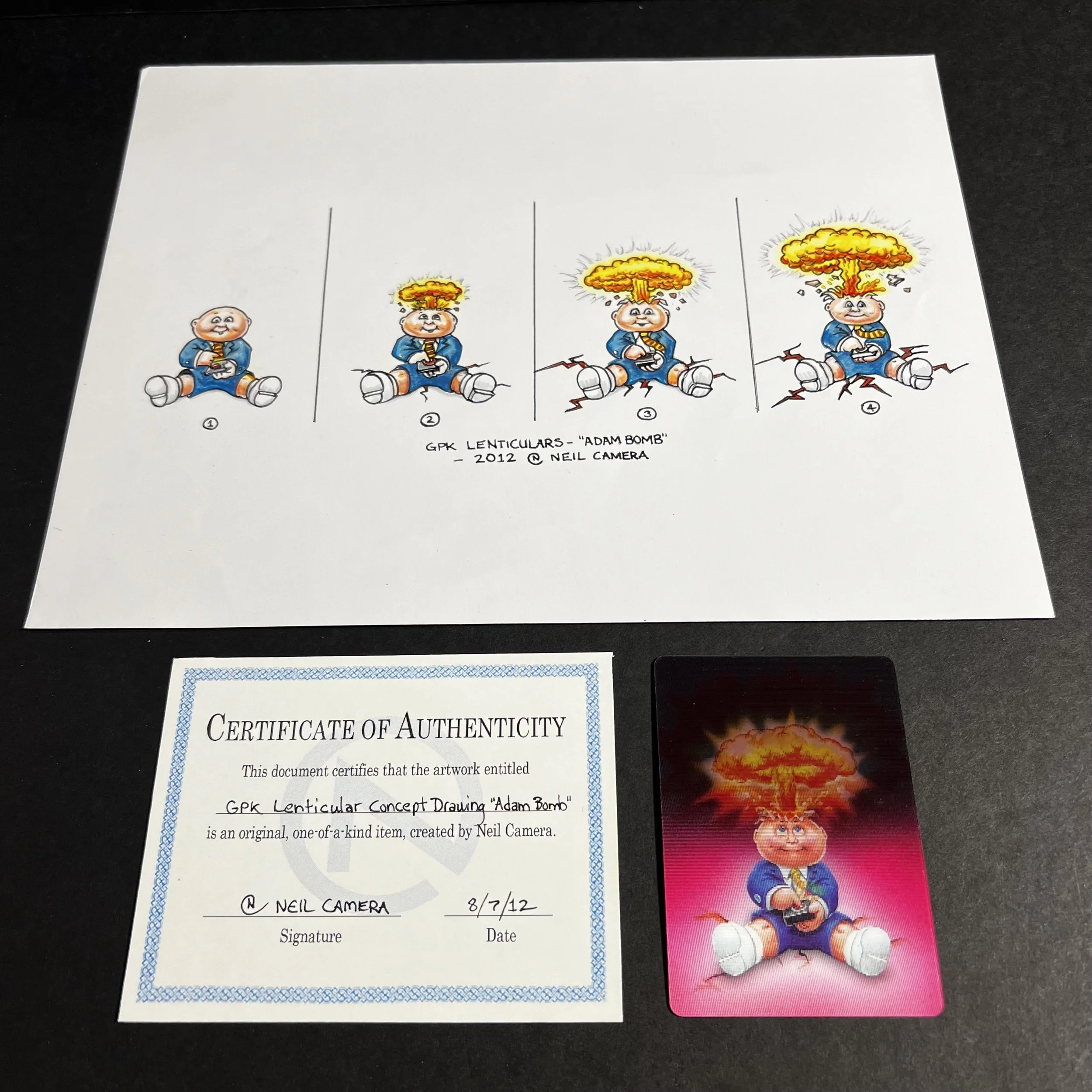 Garbage Pail Kids Bns 1 Adam Bomb Loco Motion Original Artwork Neil Camera