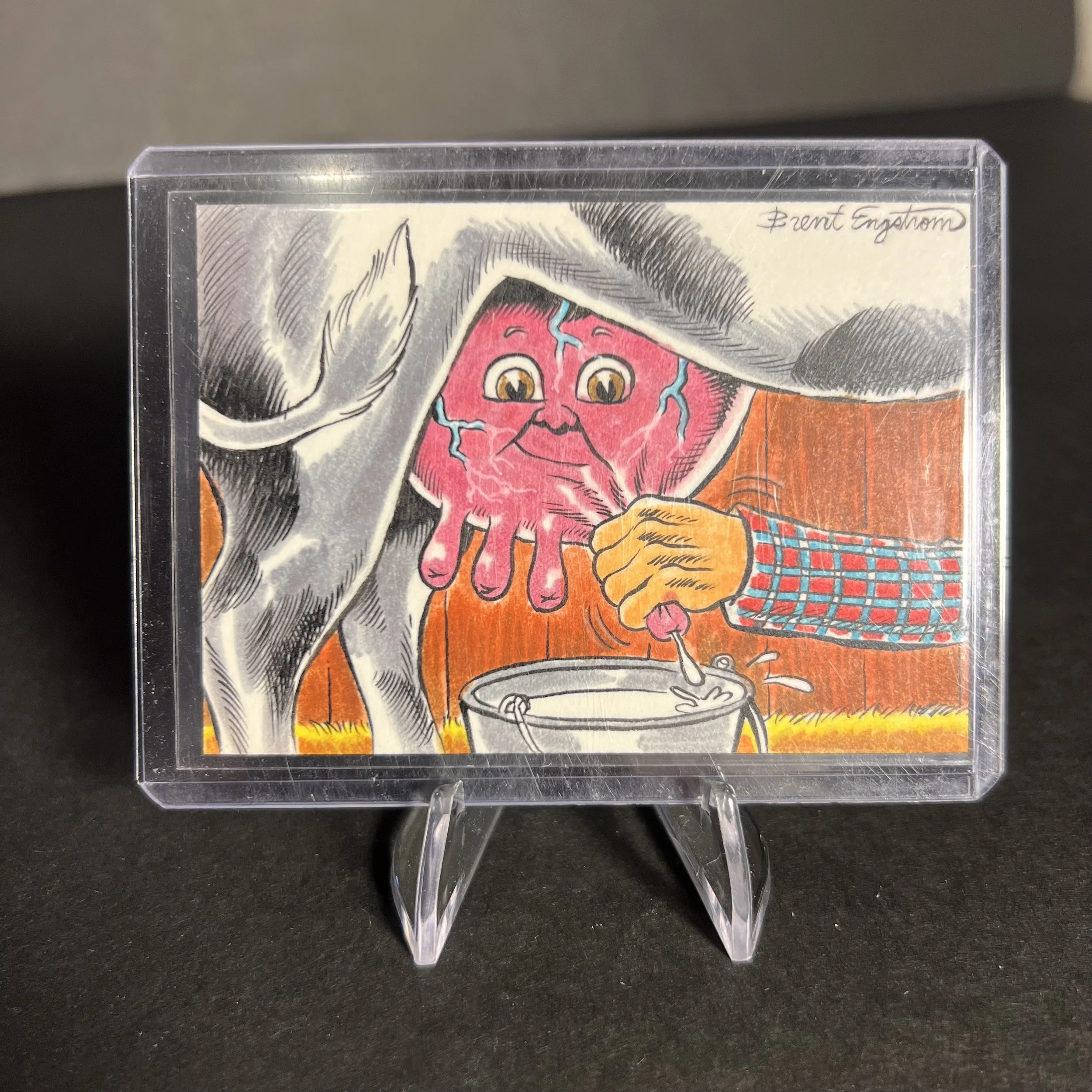 GARBAGE PAIL KIDS MILKY WAYNE ARTIST SKETCH CARD BRENT ENGSTROM CUSTOM SERIES