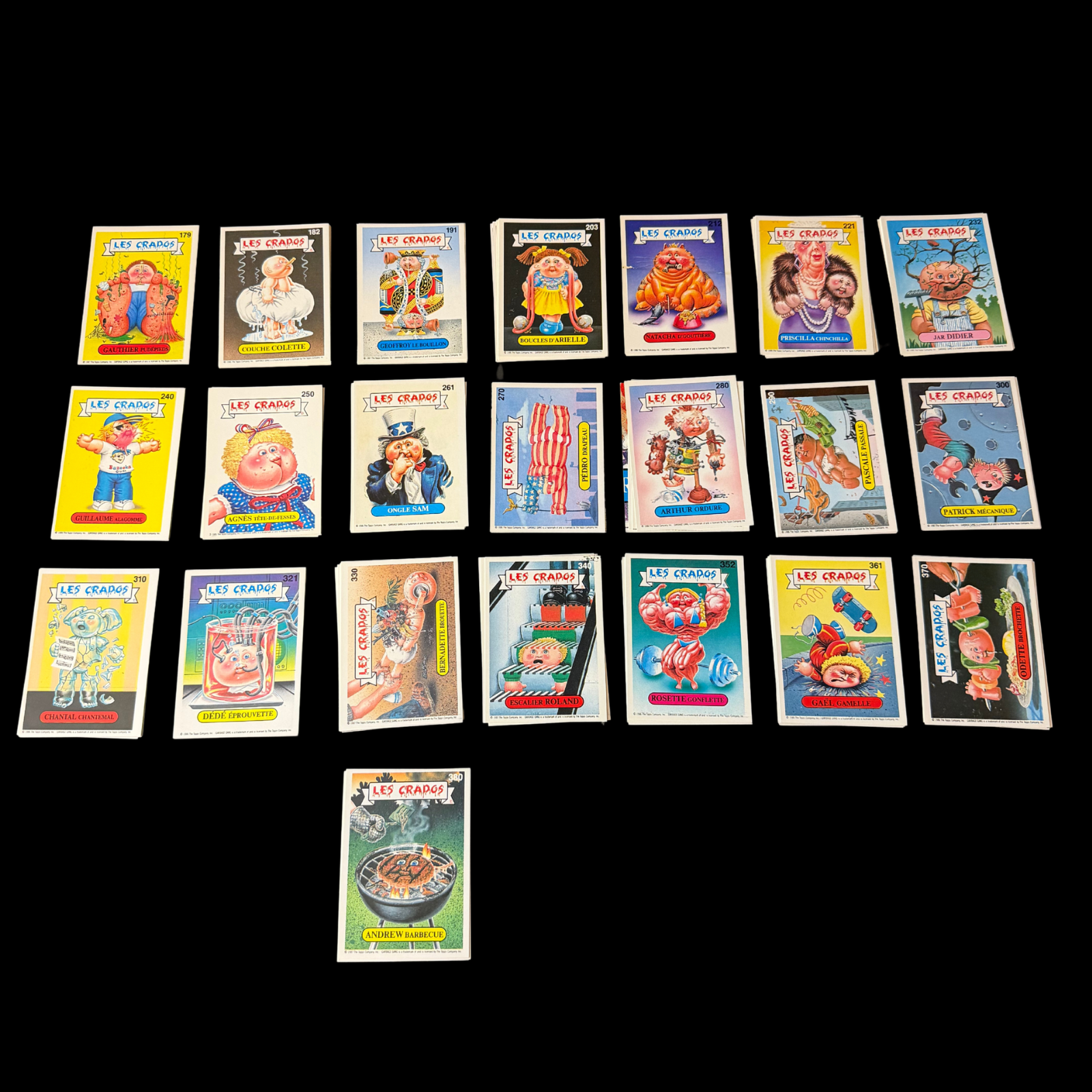 1989 GARBAGE PAIL KIDS GPK FRANCE LES CRADOS SERIES 2 CARD LOT OF 128