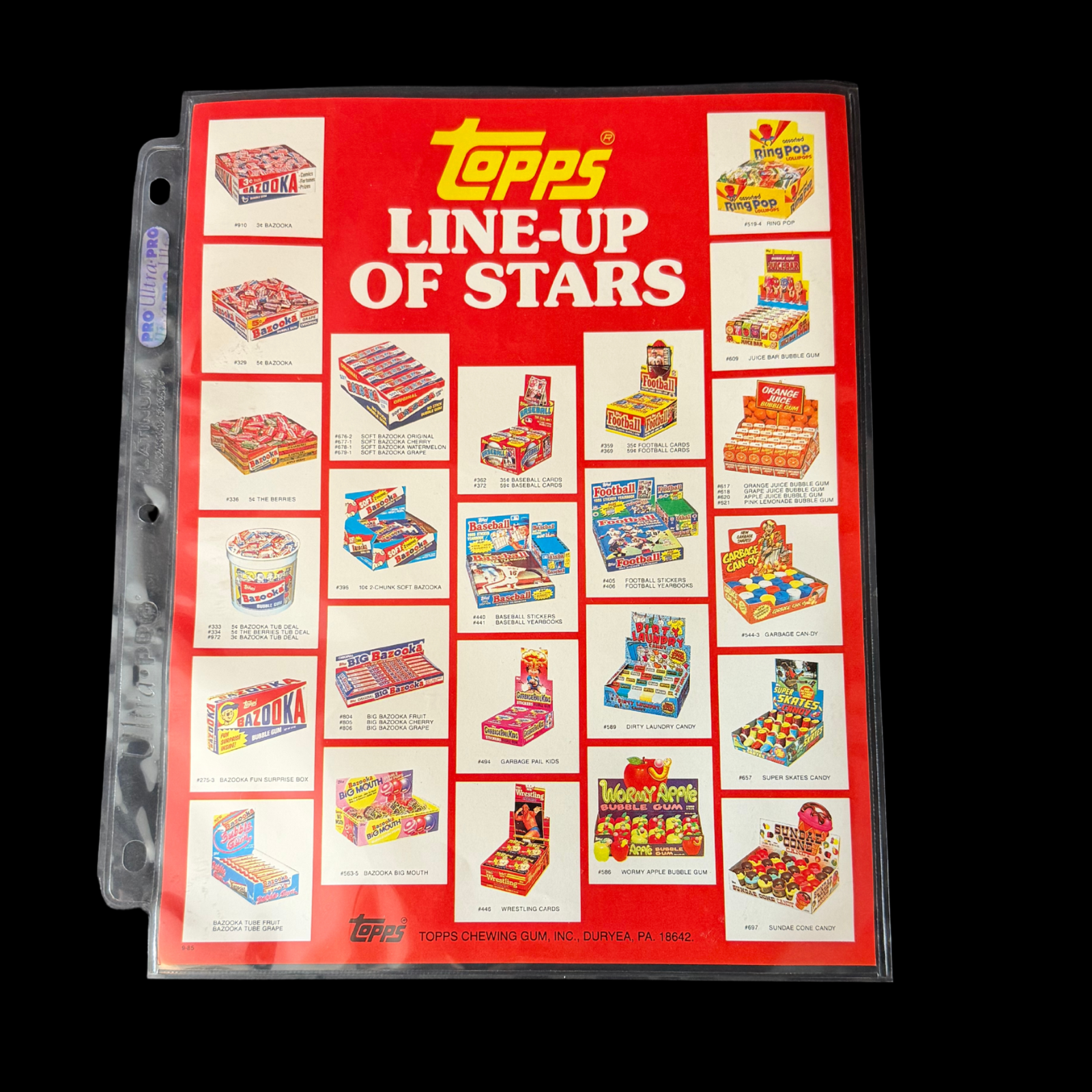 GARBAGE PAIL KIDS TOPPS LINE UP OF THE STARS SALES SHEET