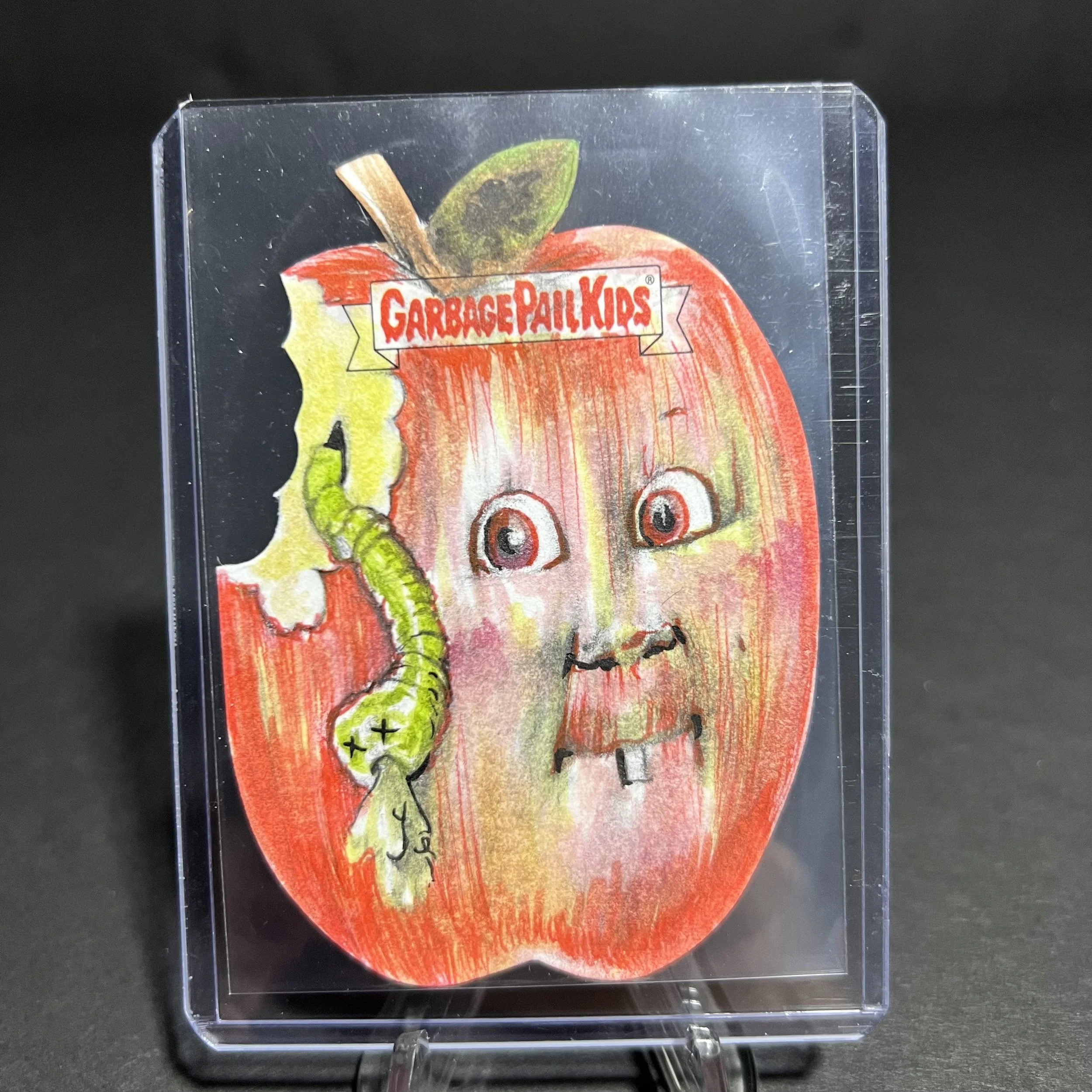 APPLE CORY APPLE DIE CUT SKETCH CARD BY JOHN BREWER LATE TO SCHOOL